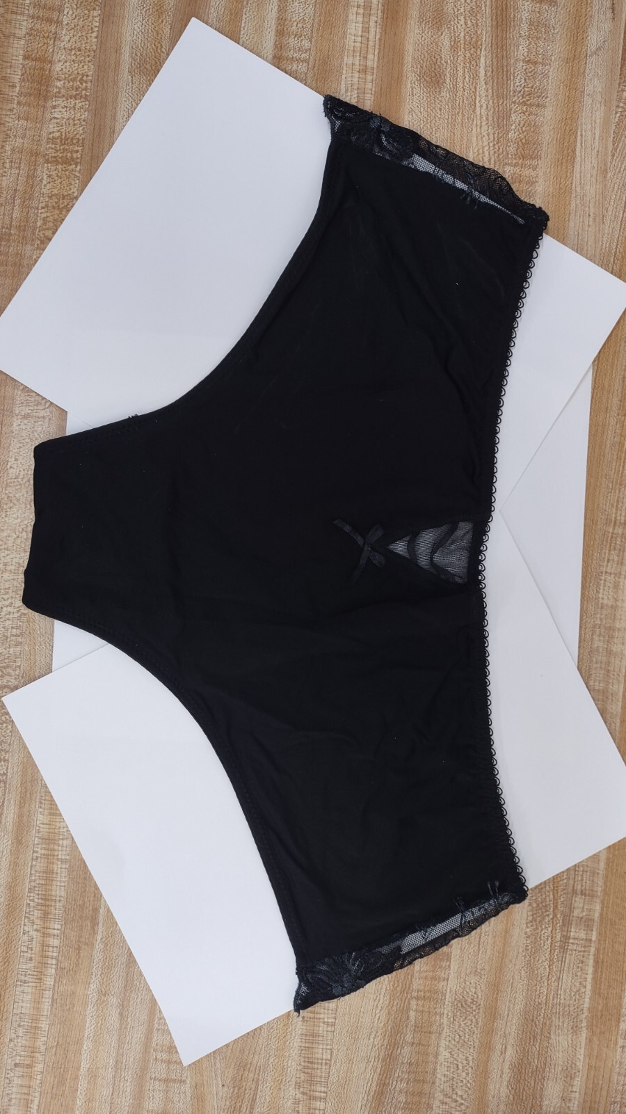 Vtg Donna Loren Gold Label Black Sheer Embroidered Lace Panties Black Size XL