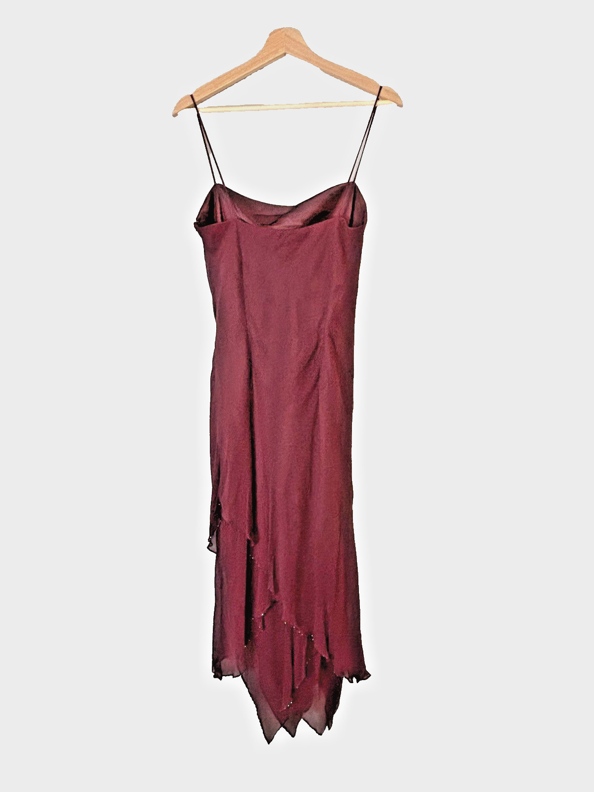 Vtg 90&rsquo;s Laundry Women&rsquo;s Burgundy Silk Beaded Cocktail Formal Dress Sz 10 NWT