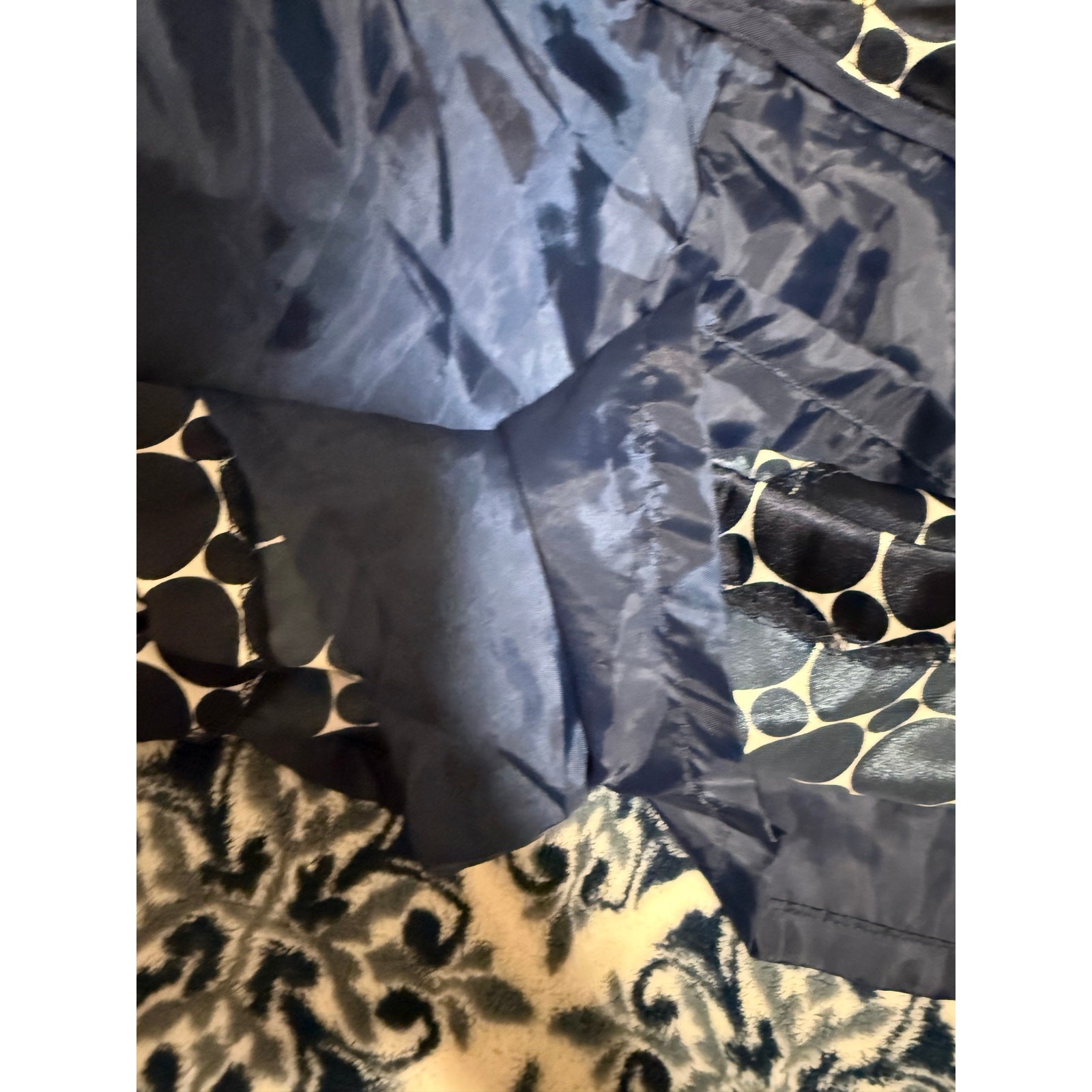 Y2K Forever 21 Satin Micro Mini Polka Dot Geometric Shorts Navy Vintage 2000s S
