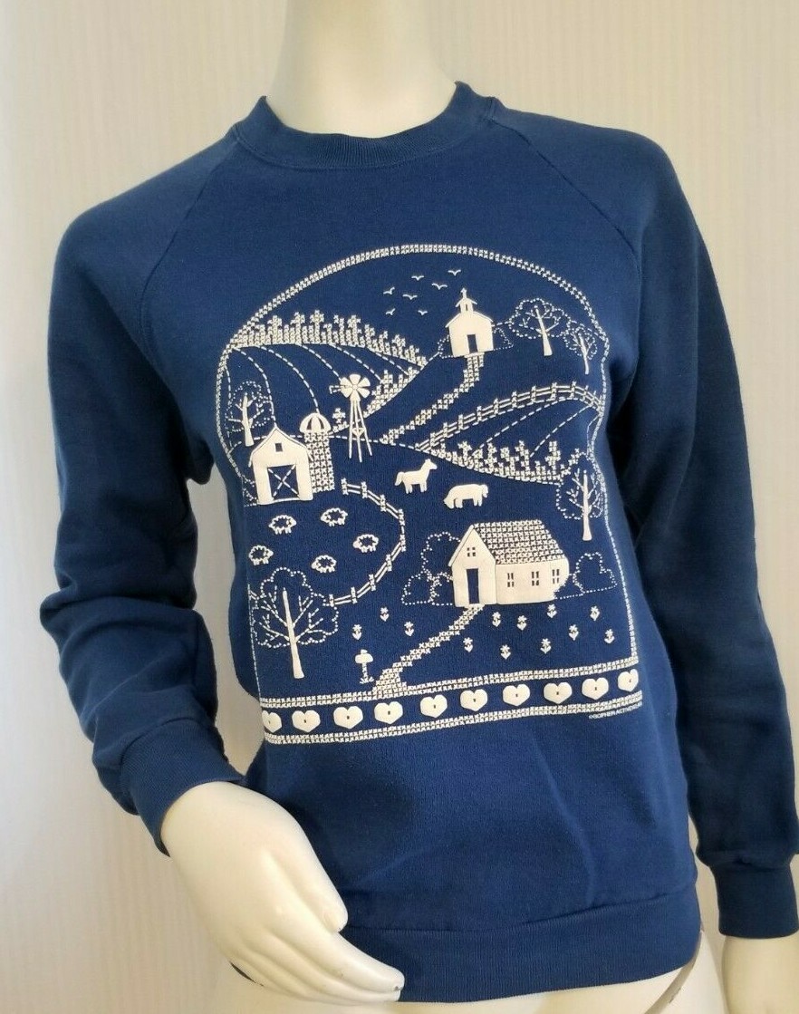 Vintage Gopher Activewear Puffy Print Blue Crewneck Sweatshirt – Women&rsquo;s S *B3