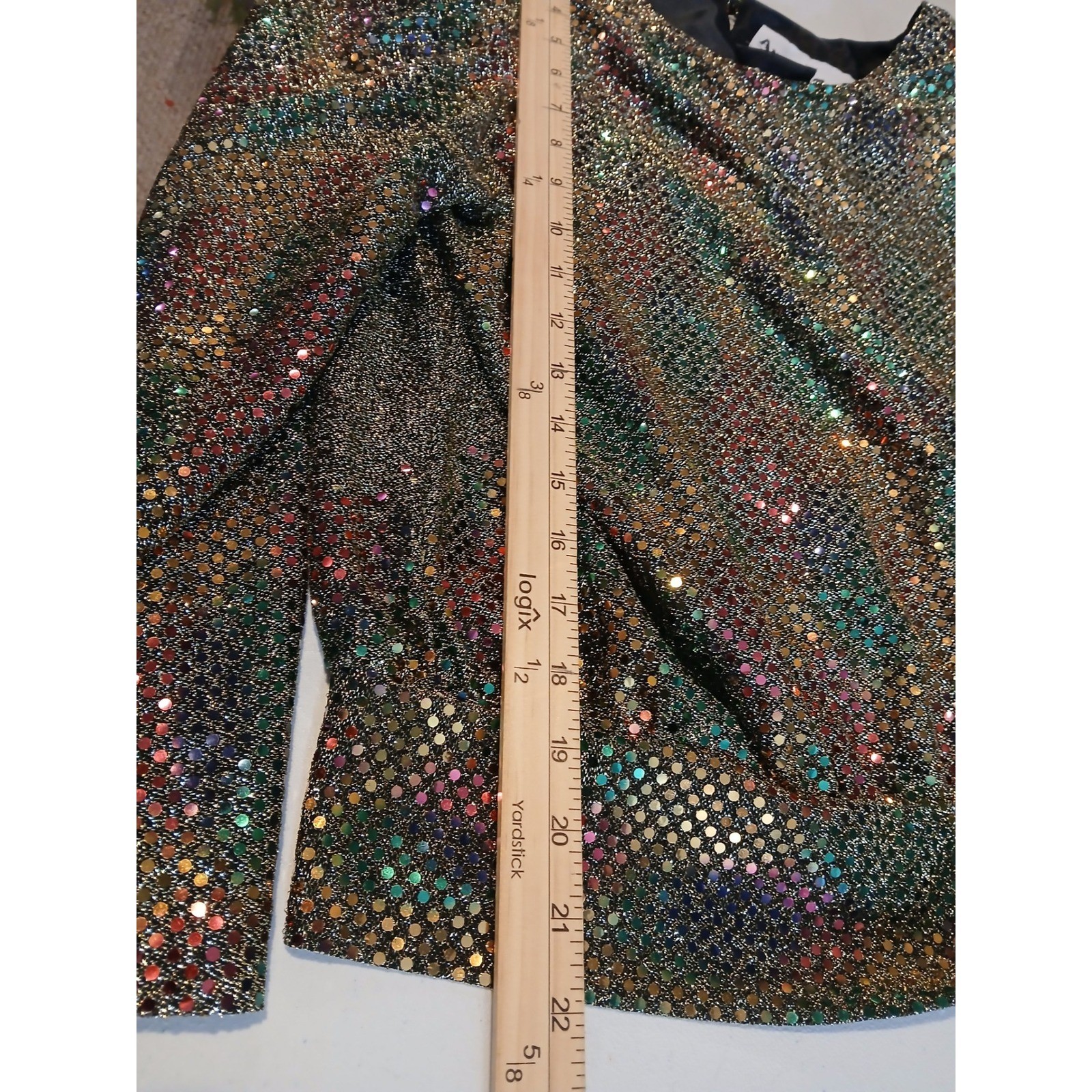 Vtg Another Thyme Medium Metallic Sequin Blouse Gold Multicolor Side Tie – READ