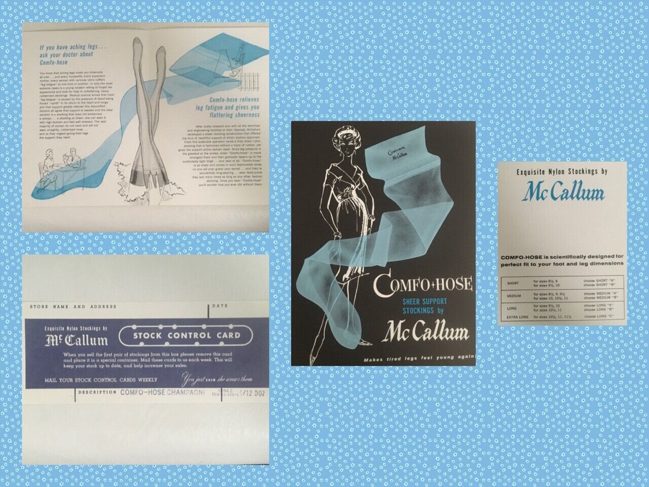 Vtg McCallum COMFO-HOSE Stockings – CHAMPAGNE EX LONG 10 ½-11-11 ½ » XL – IN BOX