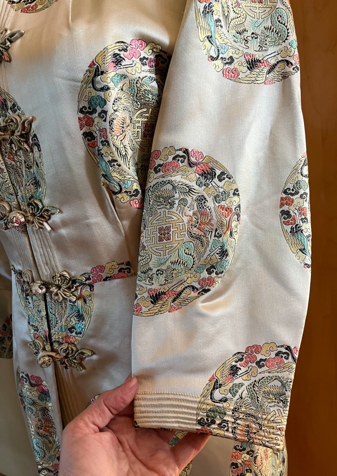 WOMEN&rsquo;S VINTAGE DYNASTY HONG KONG CHINESE SILK BROCADE DRESS COAT JACKET XS / S