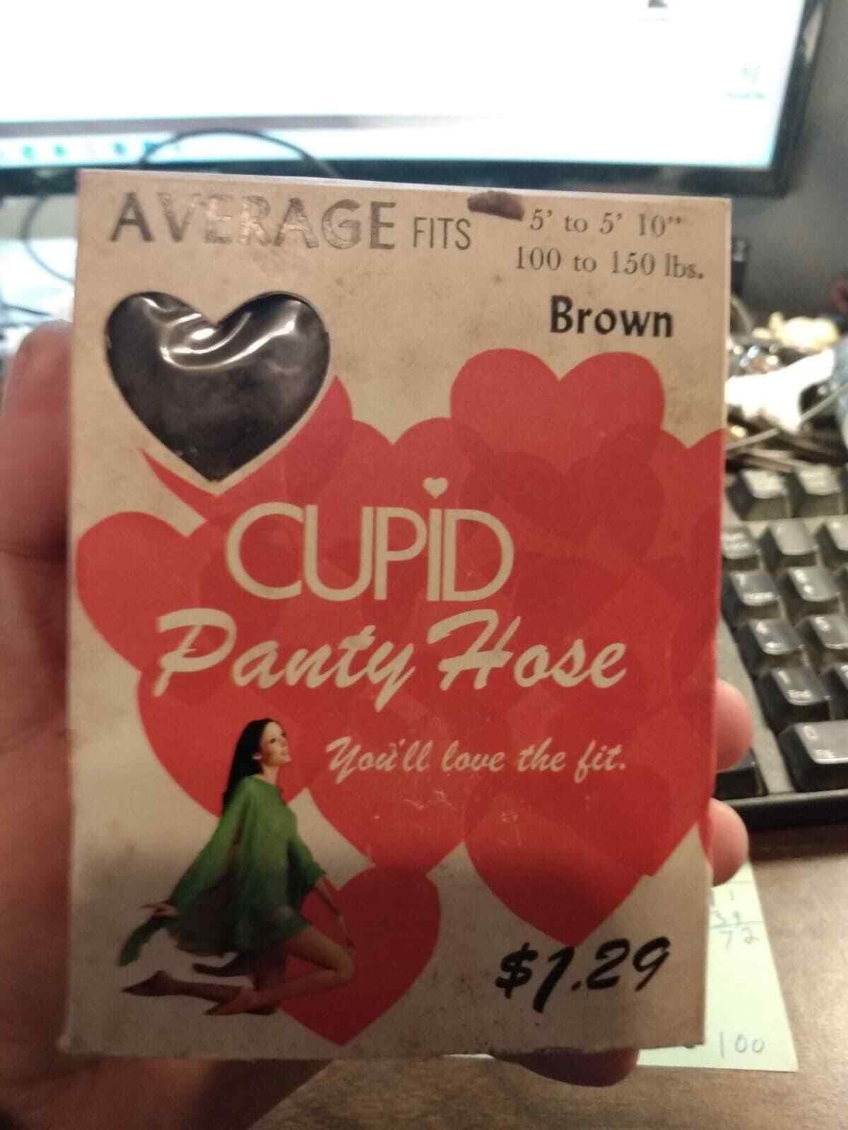 CUPID BRAND VINTAGE PANTY HOSE, BROWN, FITS 5&prime; TO 5&prime;-10&Prime;, 100-150 LBS NEW IN BOX