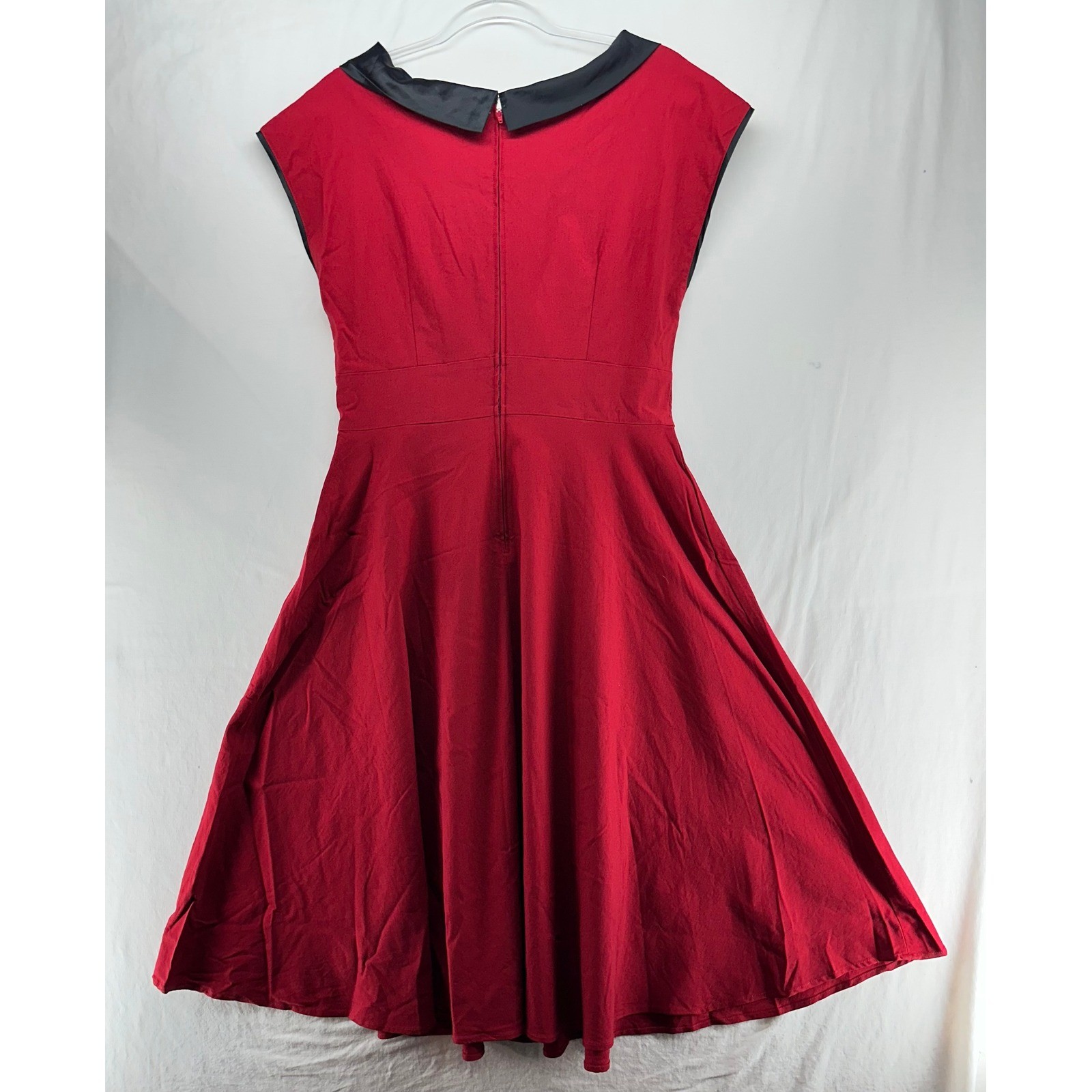 Stop Staring! Retro Pinup Dress Red Black Rockabilly 3X Satin Rosette Vintage