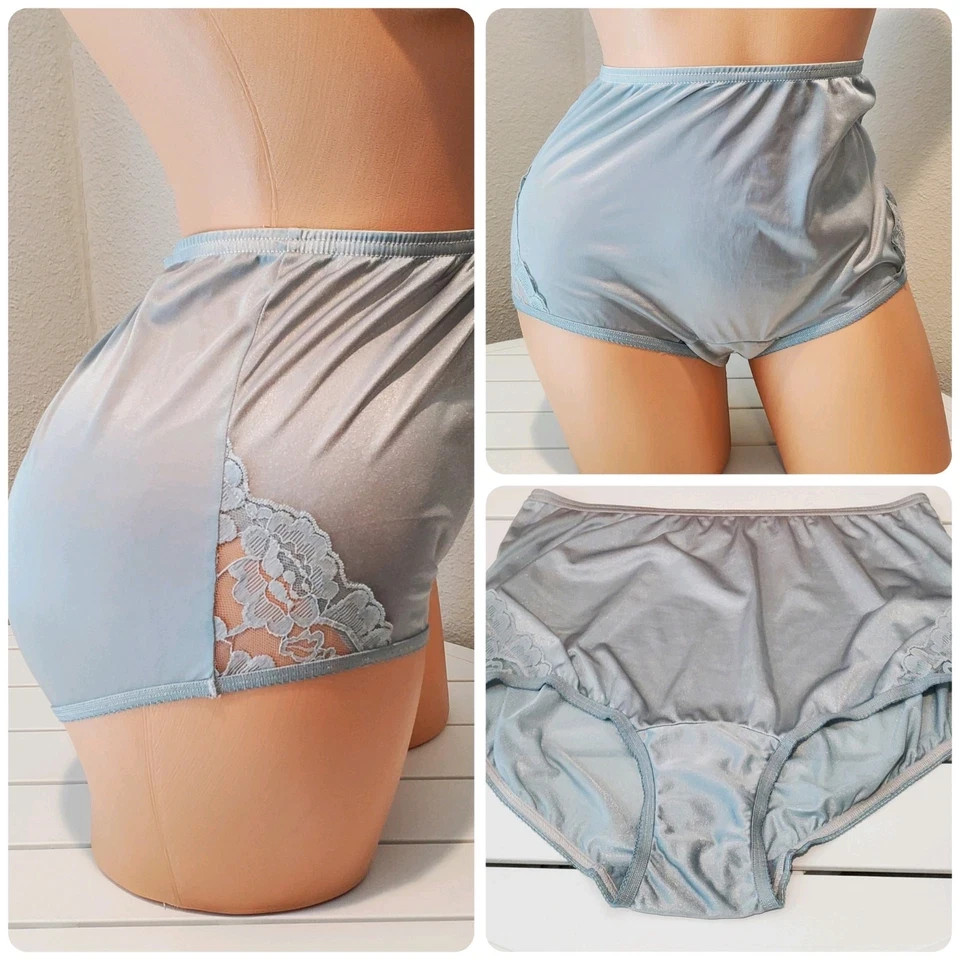 Vanity Fair Lace Nouveau Full Cut Nylon Panty Gold Gray Silver Colors Size 5-12
