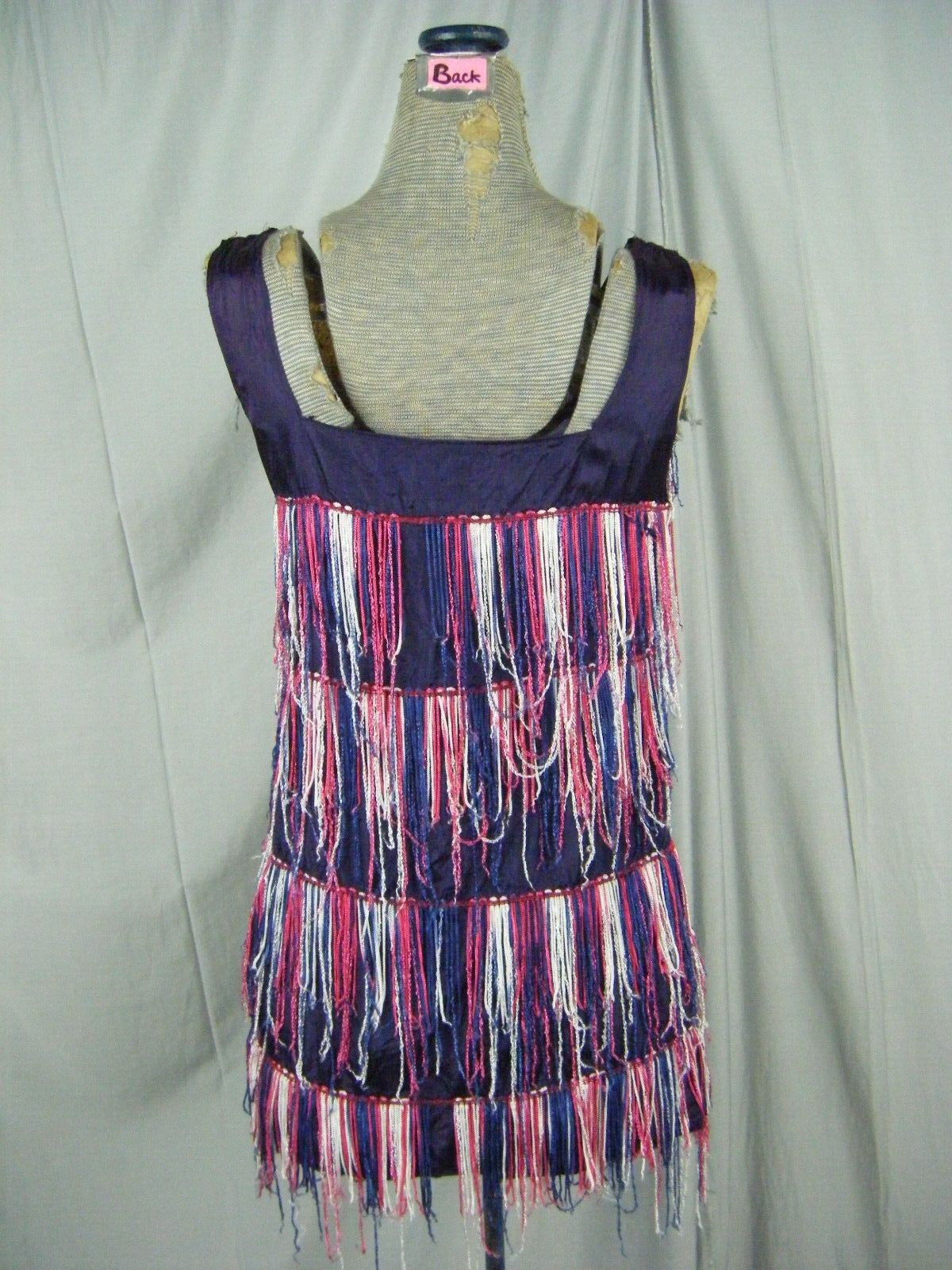 Vtg 60s Multi Colored Fringes Rayon Crepe Top-Bust 32/3XS-2XS