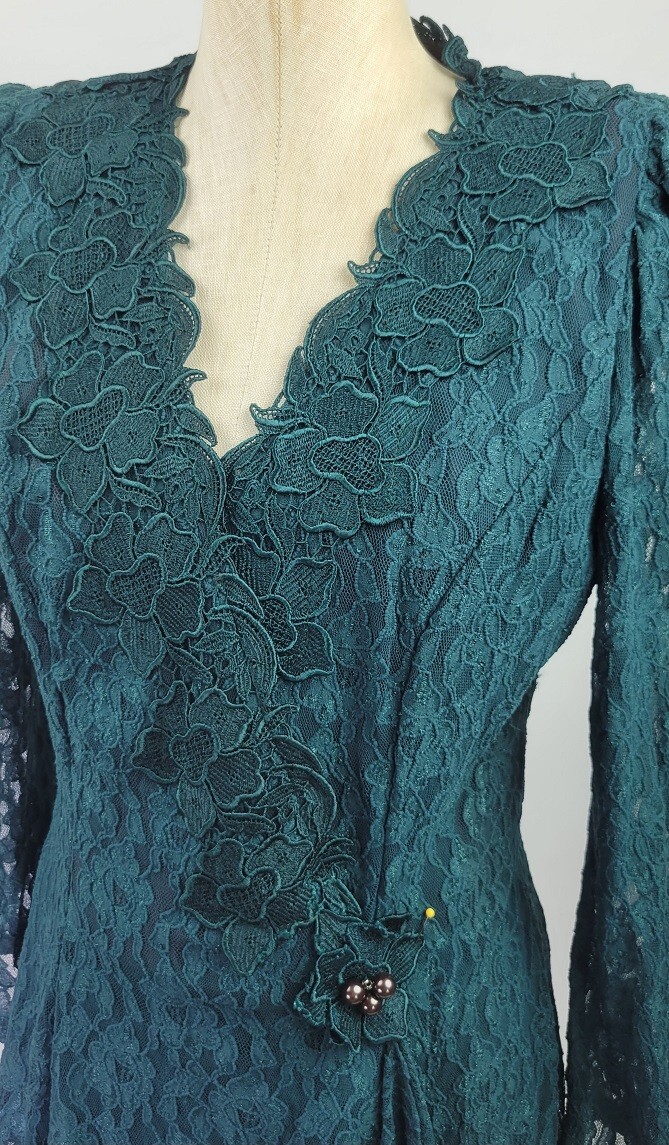 NWT Vintage Cachet by Bari Protas Green lace women&rsquo;s Skirt Top Jacket Set 11/12