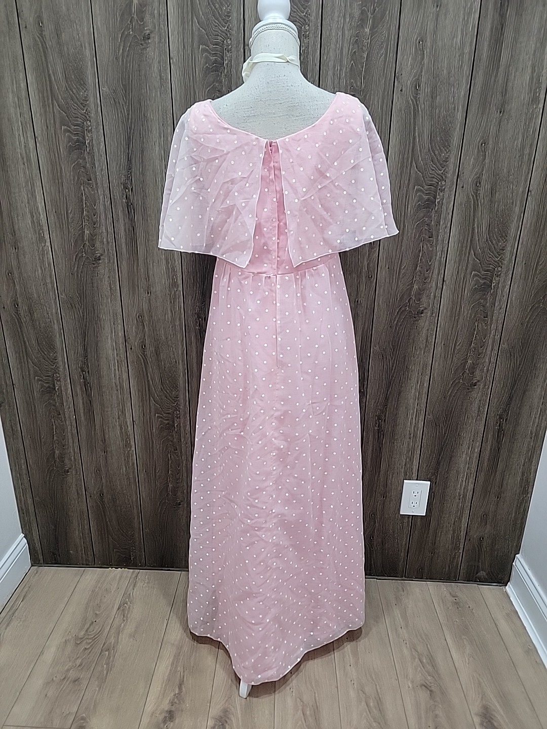 VTG House Of Bianchi Polka Dots/Cape Sleeve Maxi dress /Renaissance Style As Is