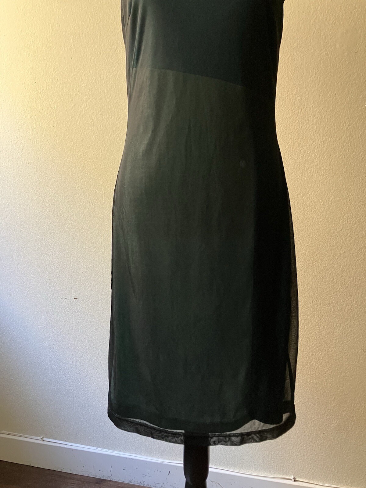 Vintage &rsquo;90s Express Color Block Shift Dress w/ Black Mesh Overlay Grunge XS/S