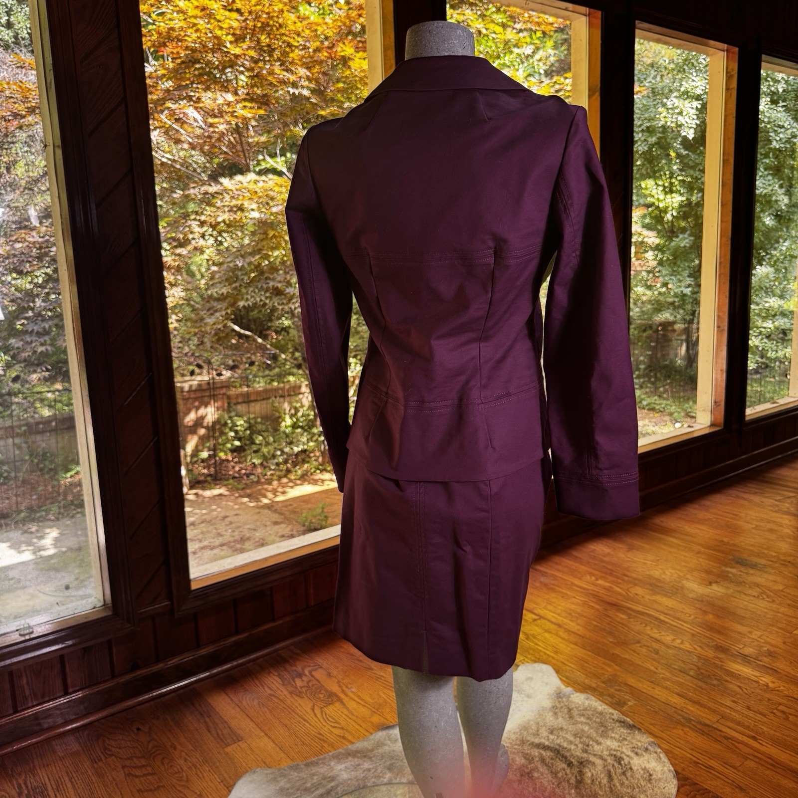 Vintage Pendleton Womens Purple Plum Cotton Skirt Suit Set Size 8 Academia