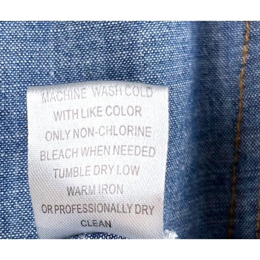 Hester & Orchard Chambray Denim 3/4 Sleeve Button Up Blue Jean Shirt Women&rsquo;s L