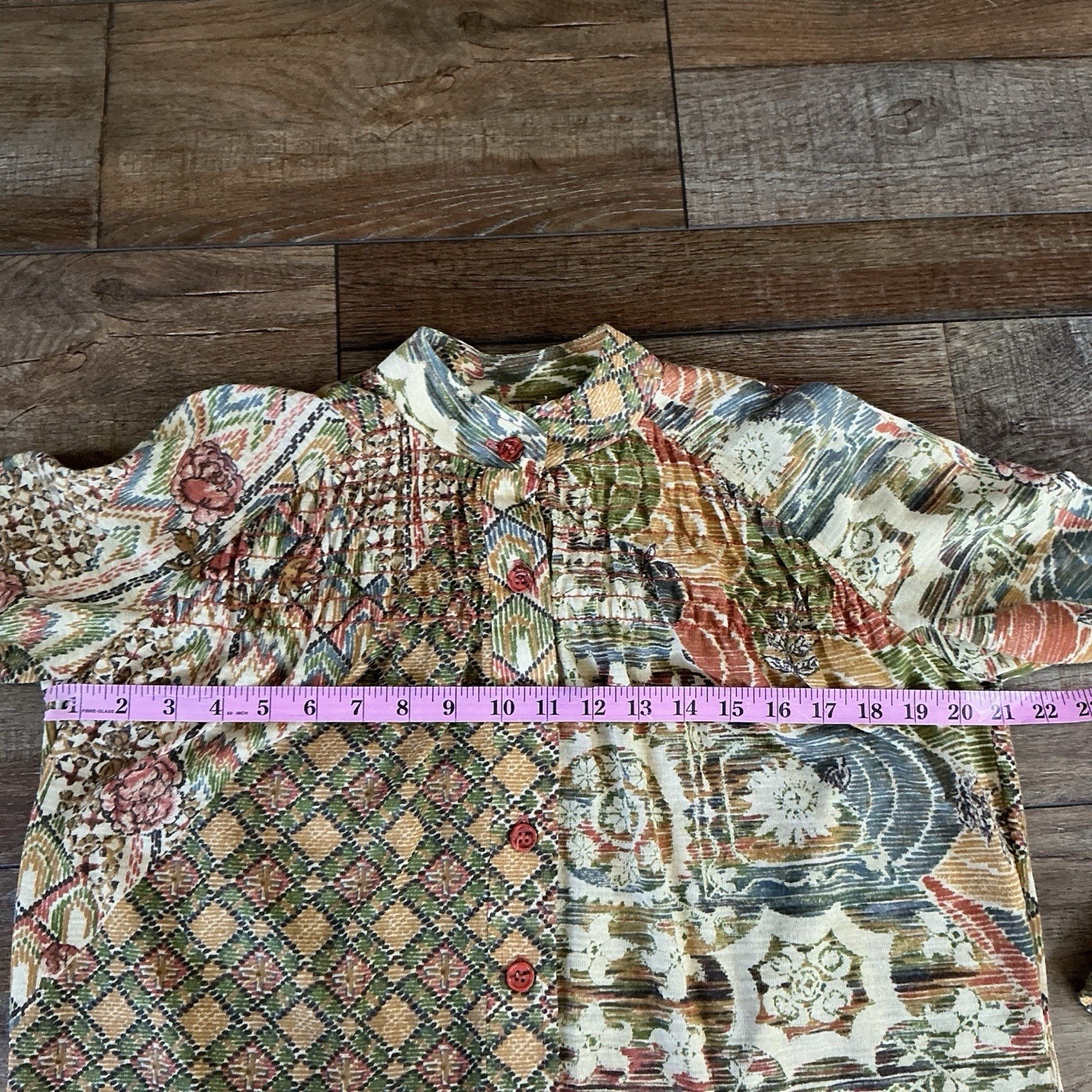 70s VINTAGE Jonathan Logan Patchwork Print Midi Dress Size 11/12 Women&rsquo;s #9D4