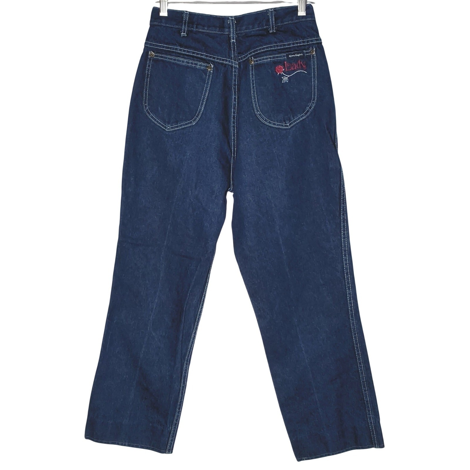 Kenny Rogers Jeans Women Size 14 *READ* Blue Vtg Dark High Rise Rose Embroidered