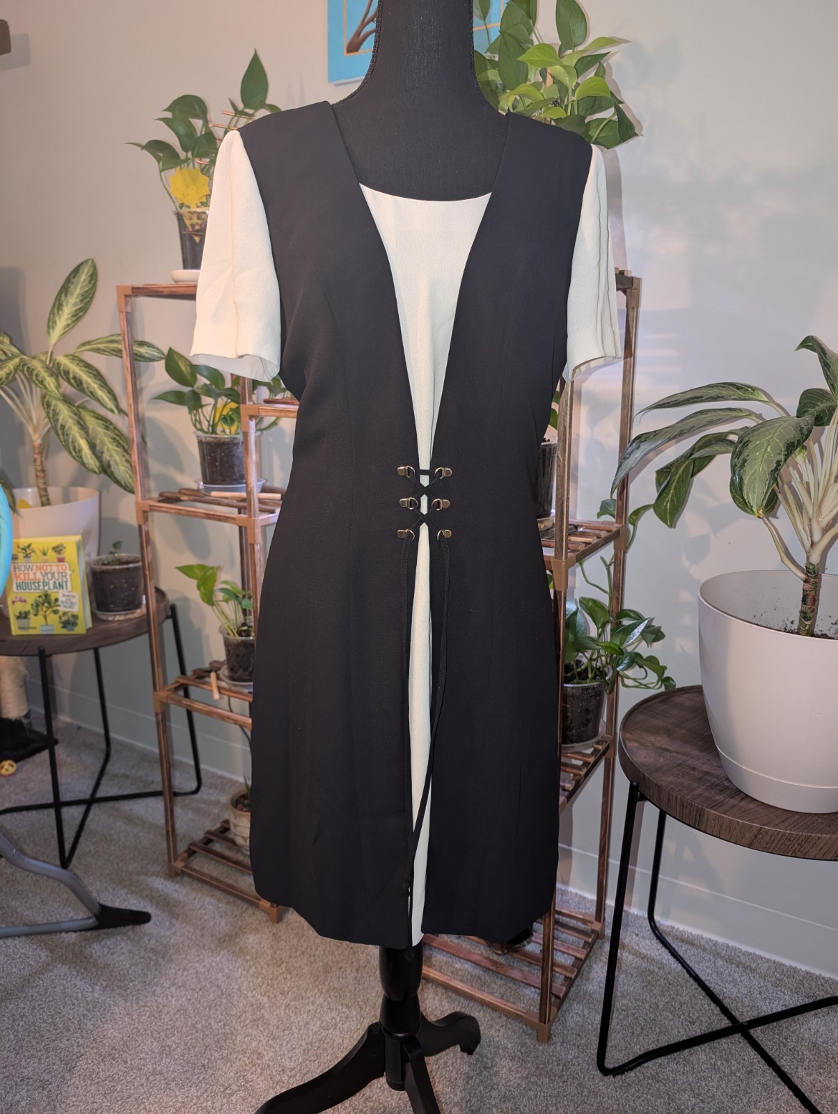 DW3 For David Warren Vintage 90&rsquo;s Black And Cream Laced Dress Size 8