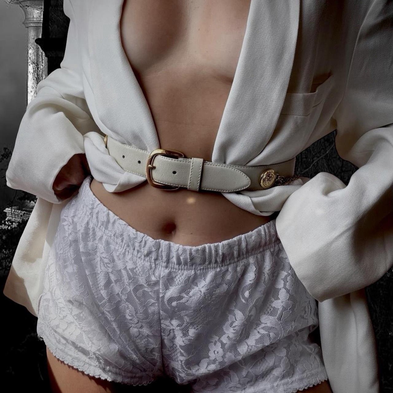 1970s white lace tap shorts