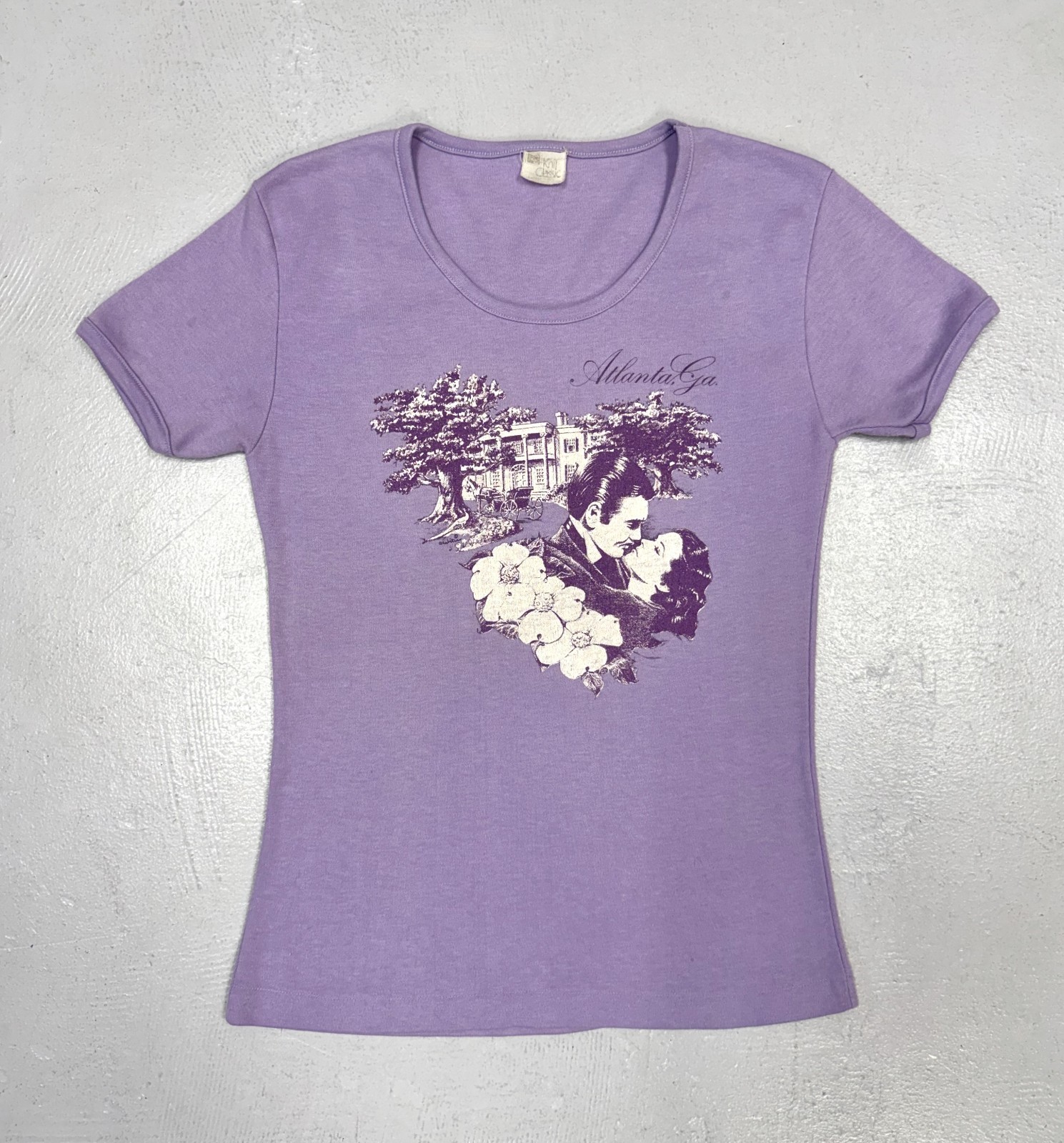 Vtg 1970s 80s Gone With the Wind Atlanta Purple Cotton Souvenir T-Shirt