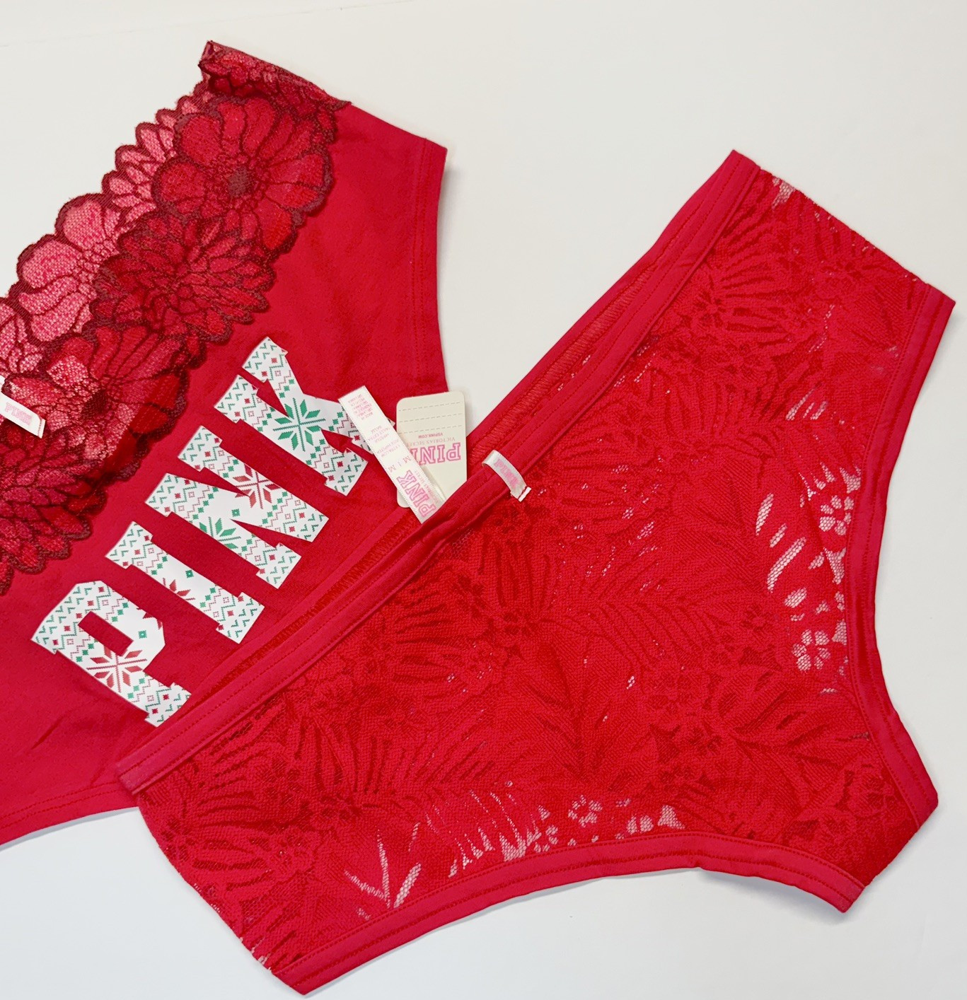 LOT Victorias Secret PINK Extra Low Rise Red Hipster Panties Size M RARE VTG