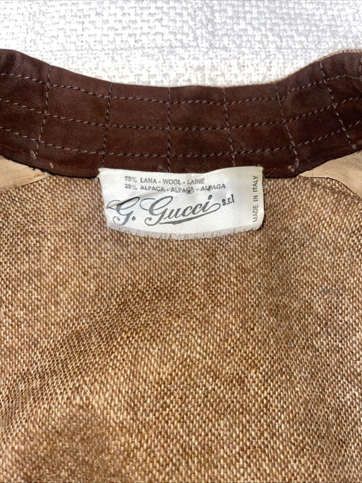 Vintage Authentic Rare Gucci Wool Blend W Suede Leather Dress Small Medium