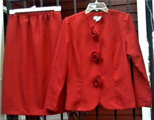 « LADY IN RED » 2-PIECE LONG SLEEVE LIGHTWEIGHT VINTAGE 80&rsquo;S DRESS SUIT SZ 10