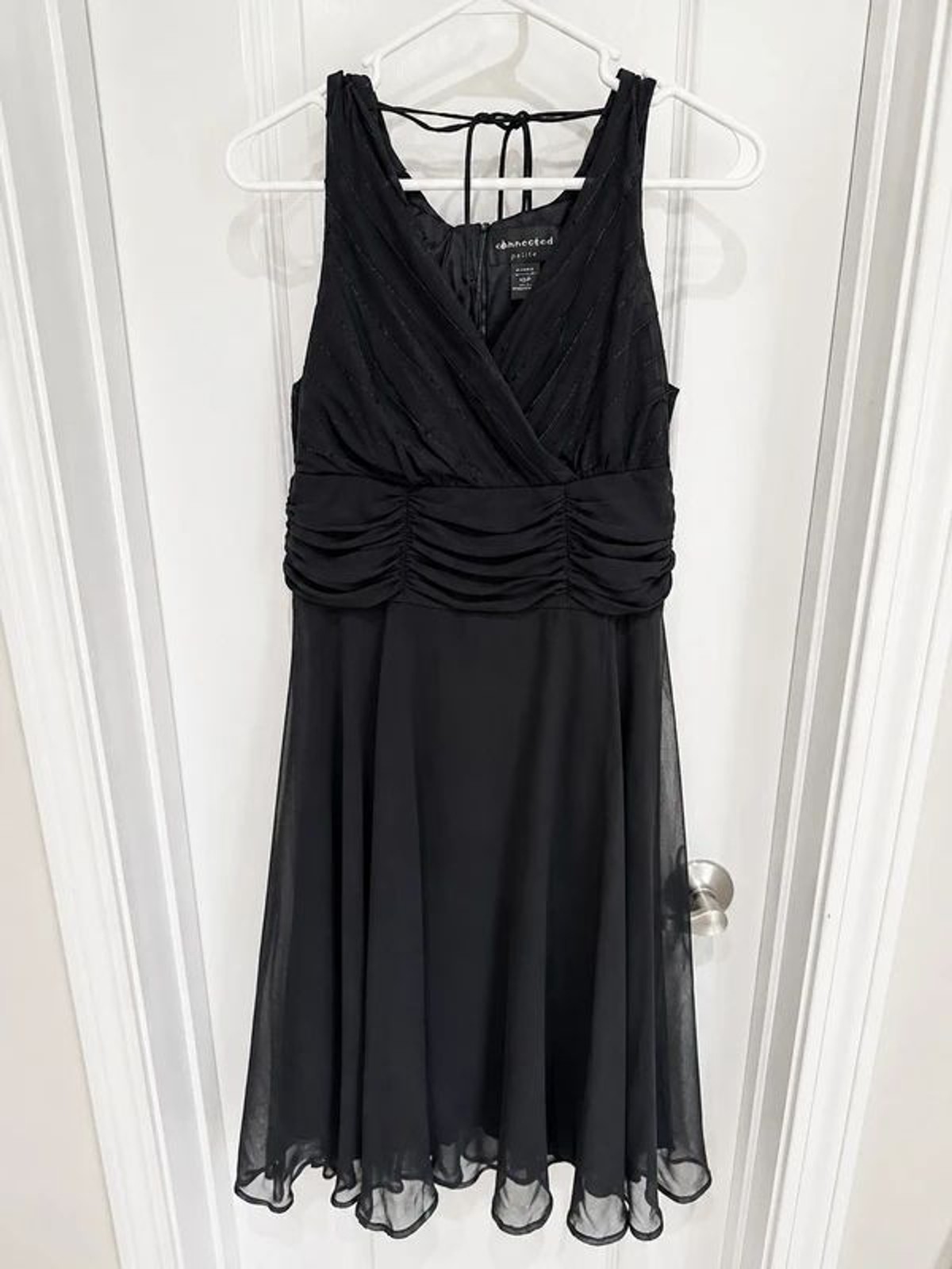 Connected Petite Black Sleeveless Chiffon Cocktail Dress Size 10P
