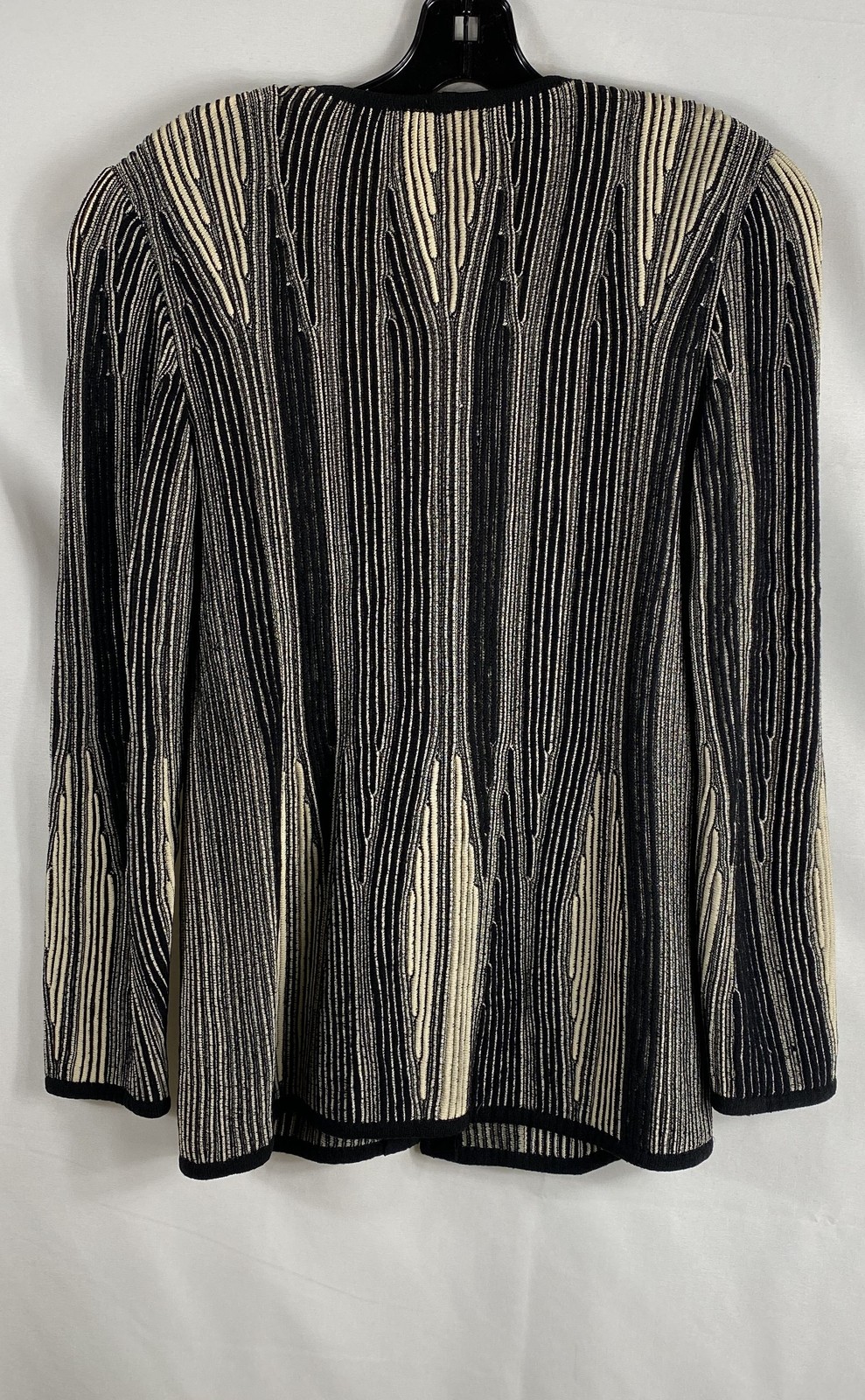 Vintage 90s Escada Margaretha Ley Women&rsquo;s Black White Textured Knit Jacket Sz 34