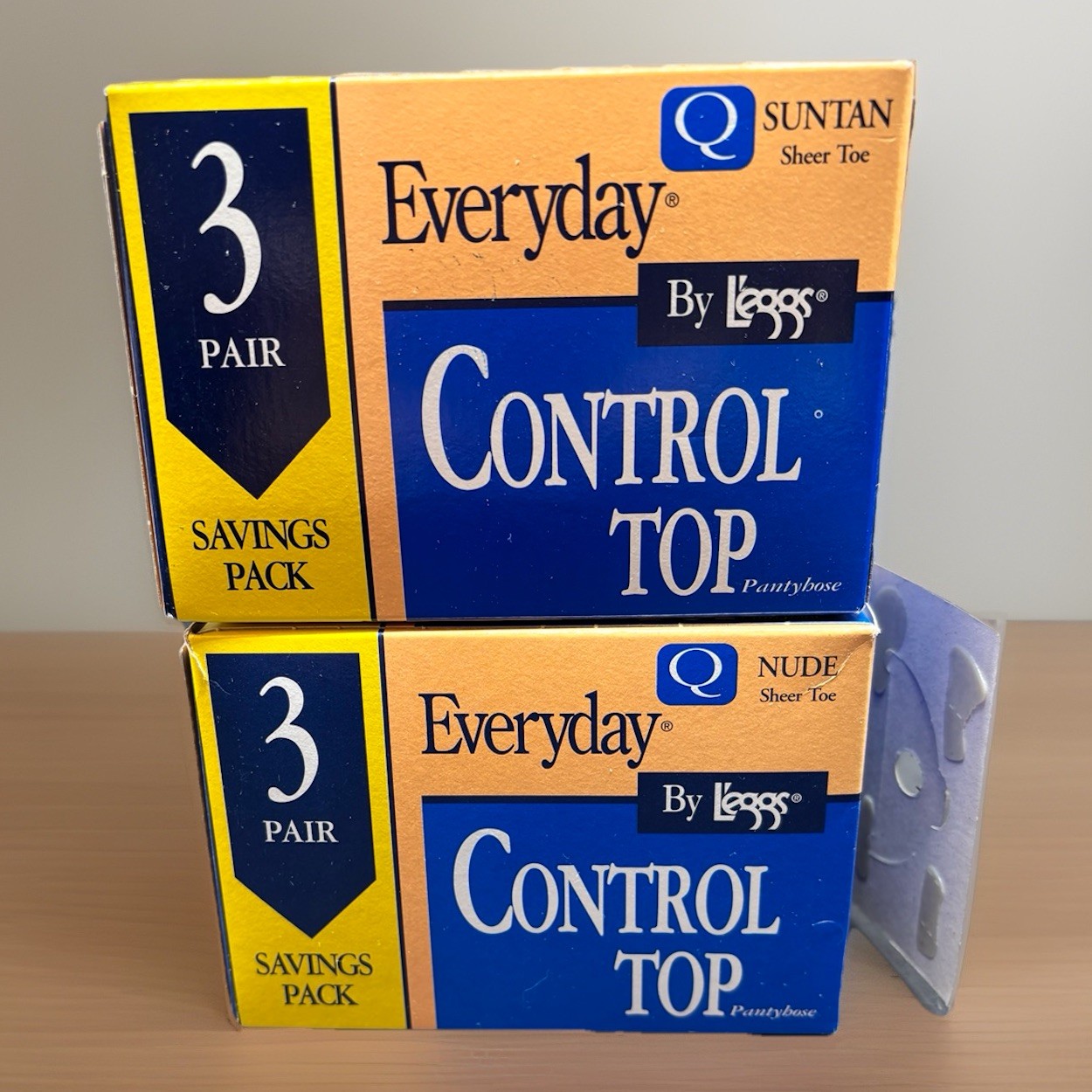 Vtg Leggs 6 Pack Control Top Sheer Toe Pantyhose Size Q Nude Suntan NIB J96 Y2K