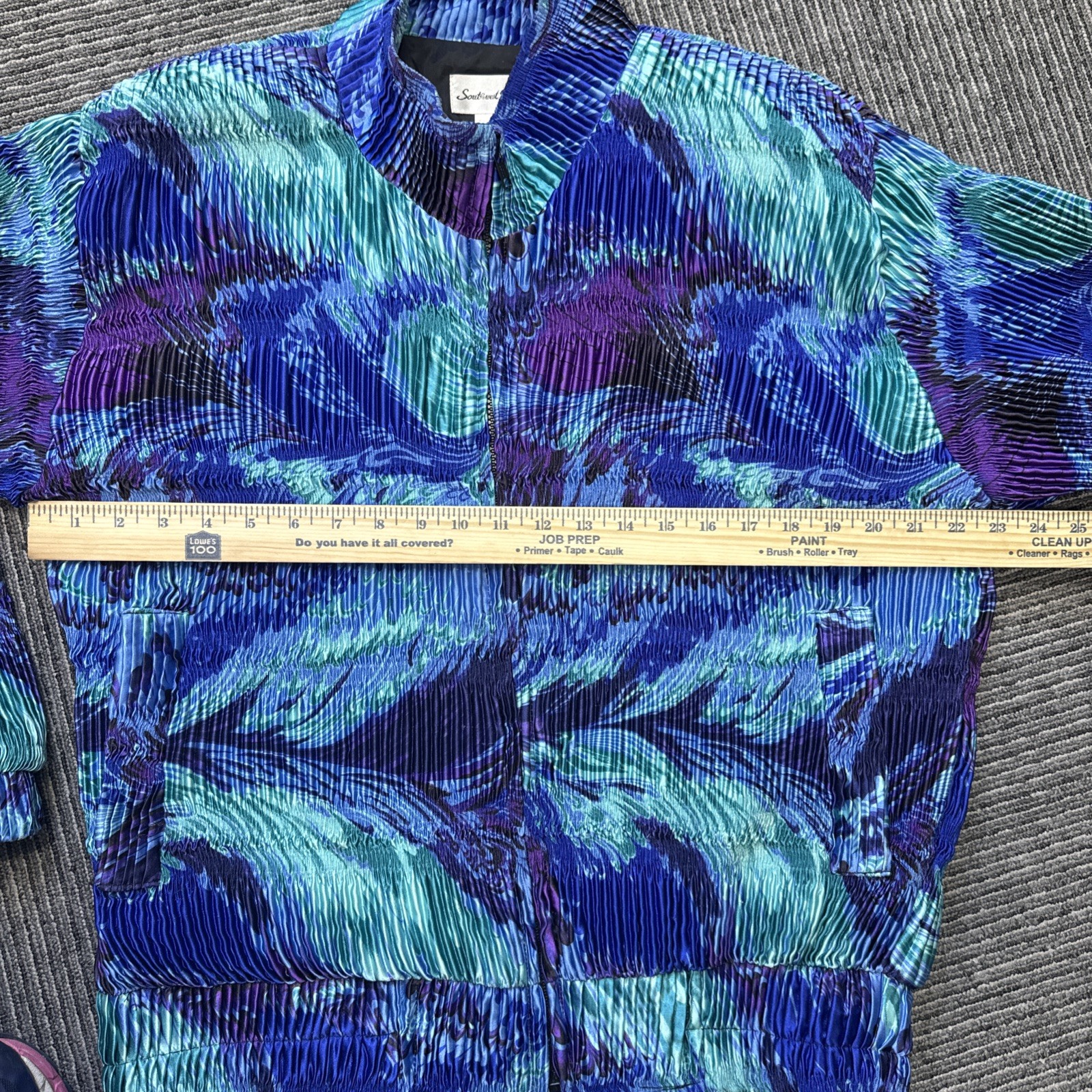 80’s 90’s Vintage Blue Purple Green Bomber Jacket Southwest Pizzazz M Ripple