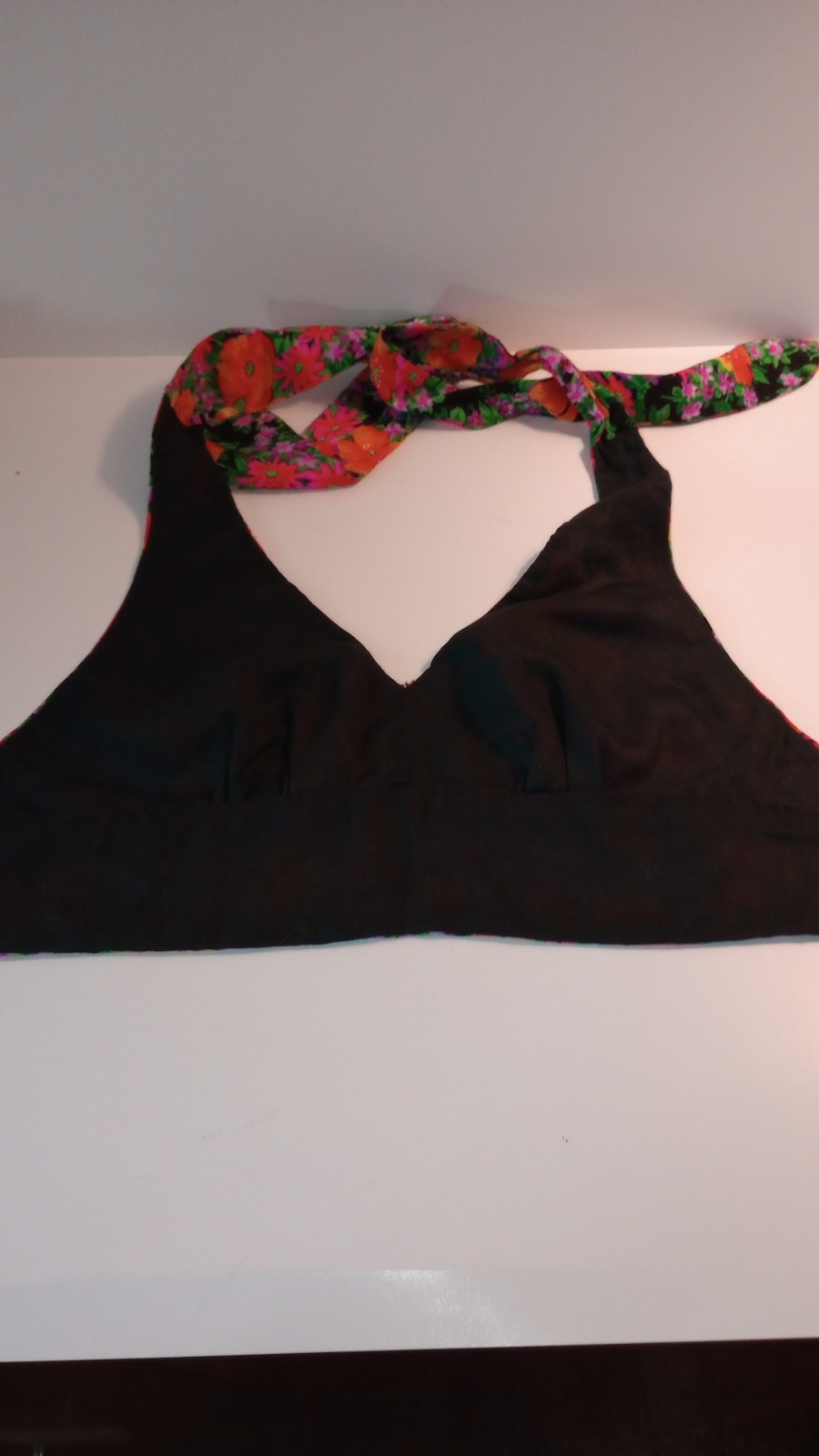 Vtg 60s XS~S 2 Pc SET Floral Halter Top & Wide Leg Pant Hippie Homemade Hallowee