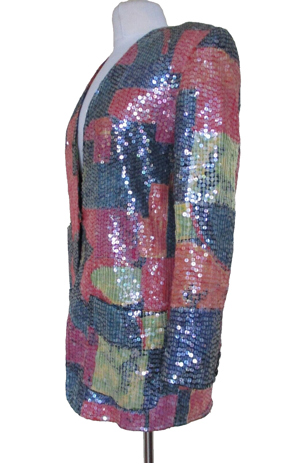 Vintage Sandy Starkman Sequin Jacket Medium Women Multicolor Cotton