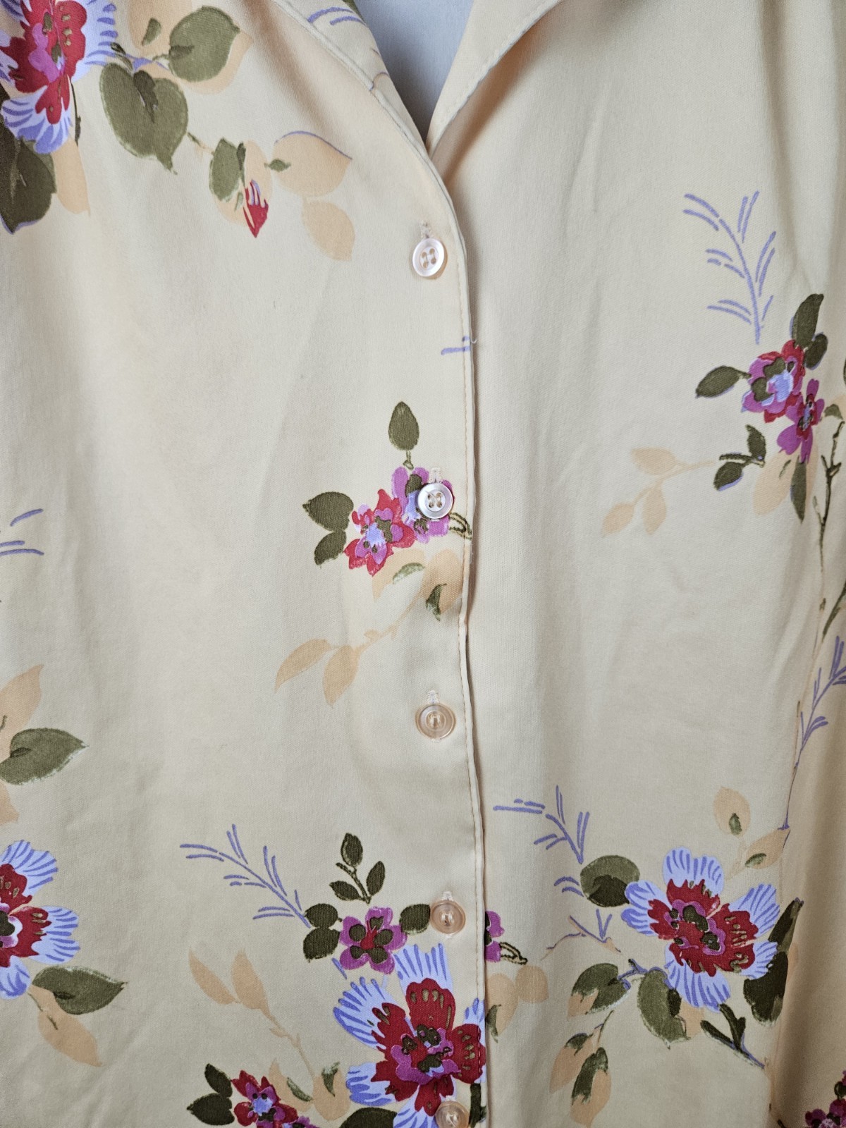 Vintage Sears The Fashion Place Women&rsquo;s Size 12 Yellow Floral Button-up Top