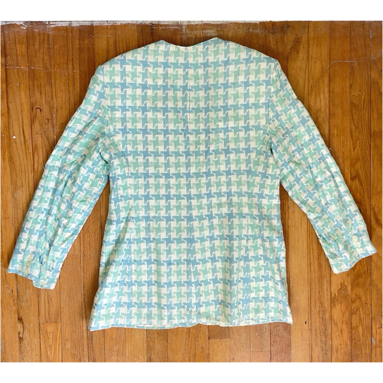 Vintage Woven Houndstooth Blazer Womens Size Large 1980s Sport Coat Suit Jacket