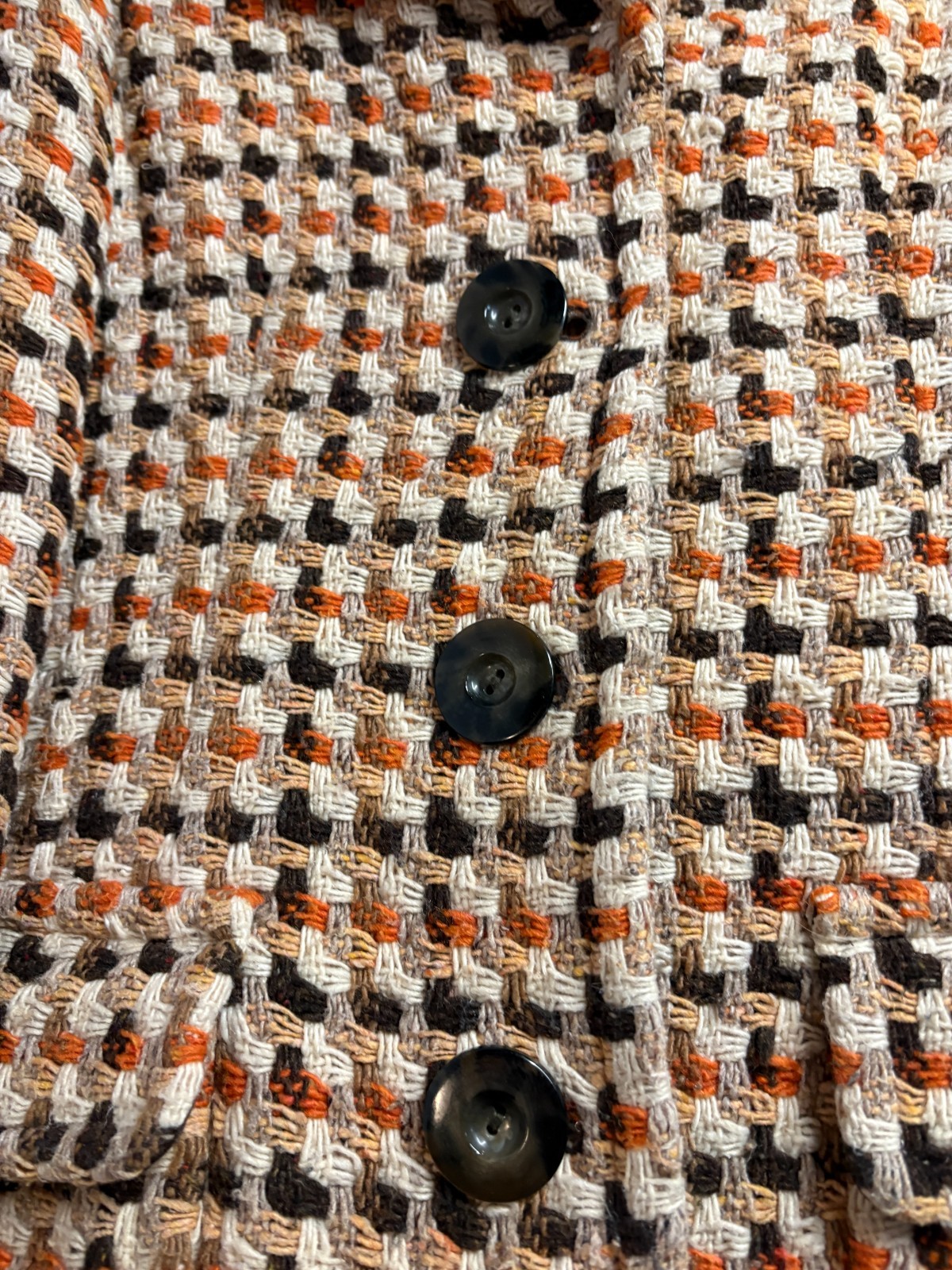 VTG Caslon Wool Woven Tweed Car Coat Brown Orange Women&rsquo;s Sz L Mod 70&rsquo;s Style