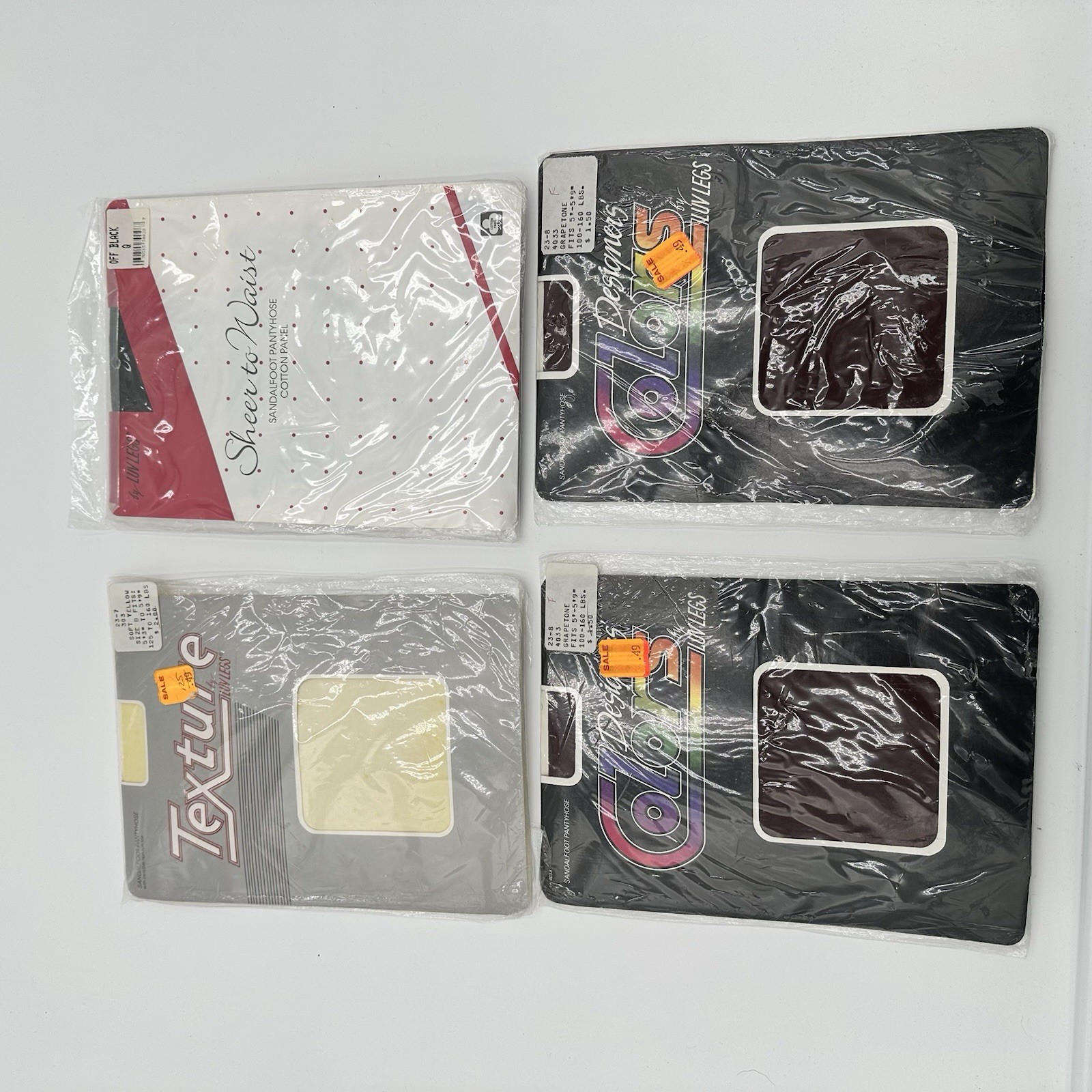 Nylons 4 Vintage Pair New In Pack 1980s M/L C5 Stockings Various Colors