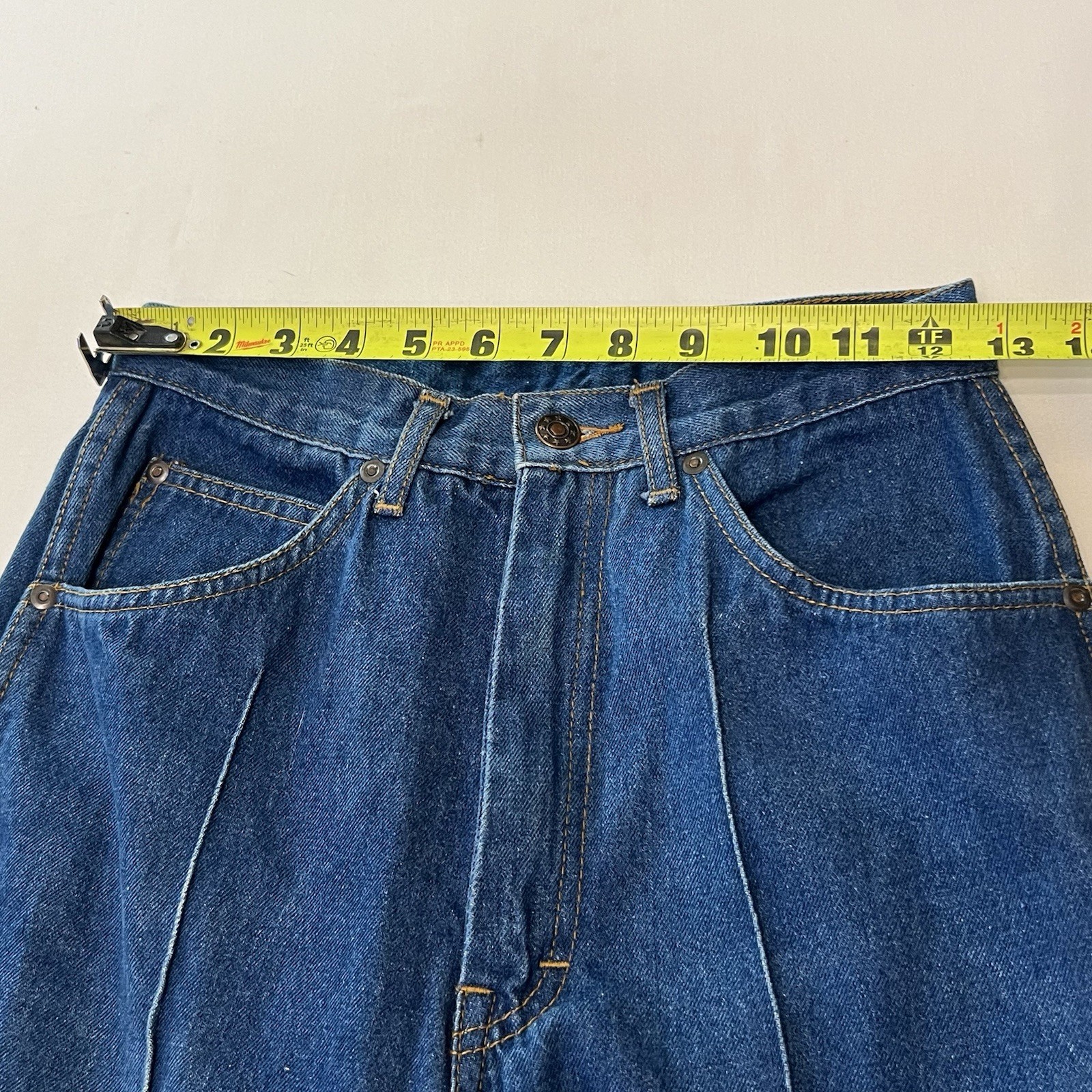 Vintage High Waist Front Seam Jeans Straig Leg Dark Denim 25 In Waist