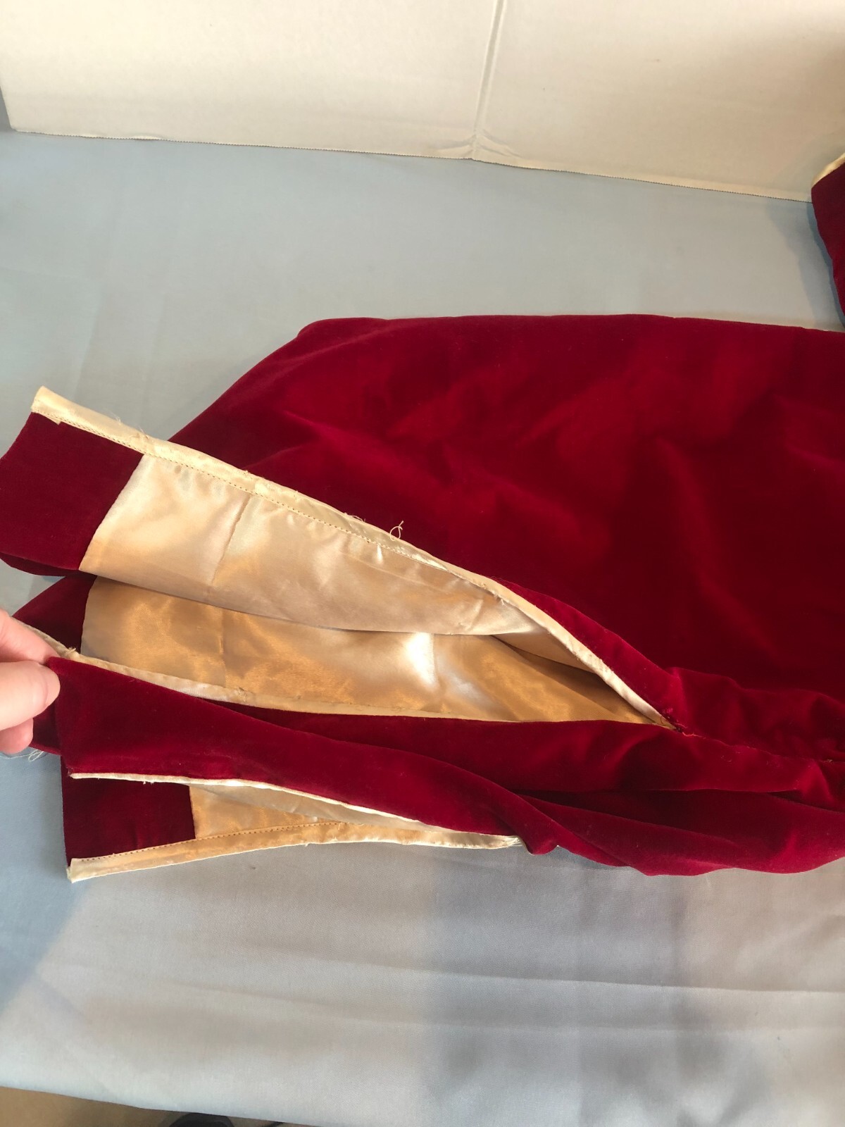 VINTAGE Handmade Oriental MEDIUM Red Velvet-Like Dress #ND