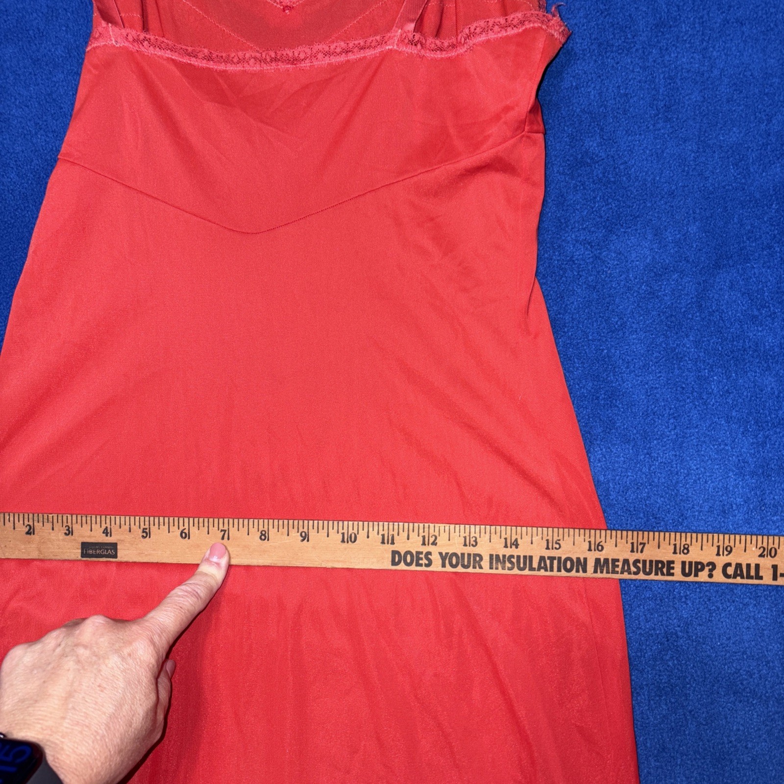 Strutwear Vintage 1950’s Red Nylon Slip Dress Lace Small 34