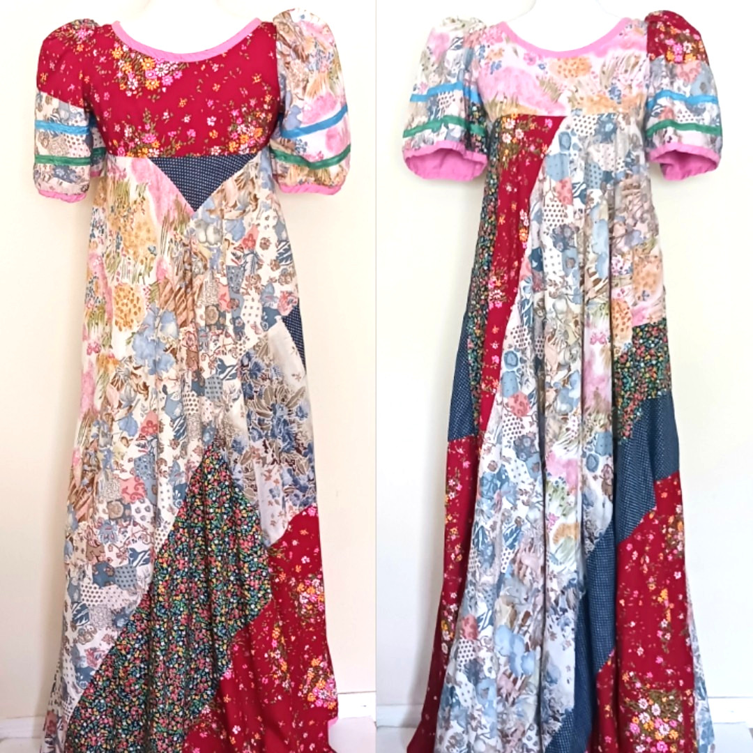 RARE Lord & Taylor VTG Young New Yorker Shop Multi Cotton Patchwork Maxi XS/S