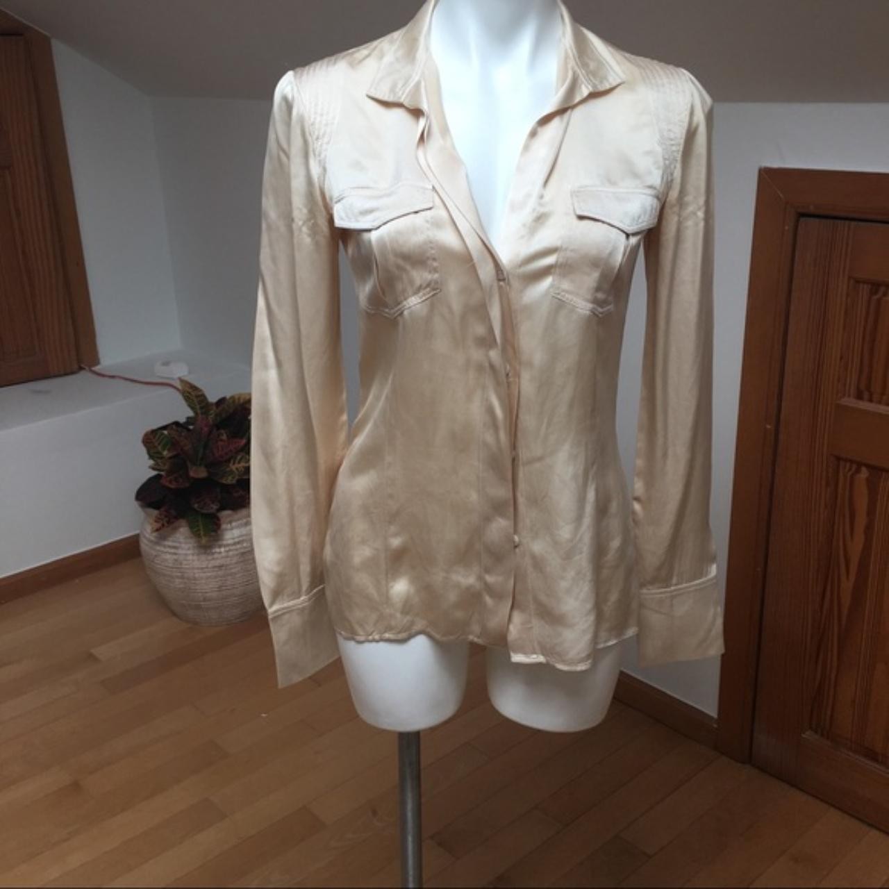 silk top Women&rsquo;s Cream button down Blouse