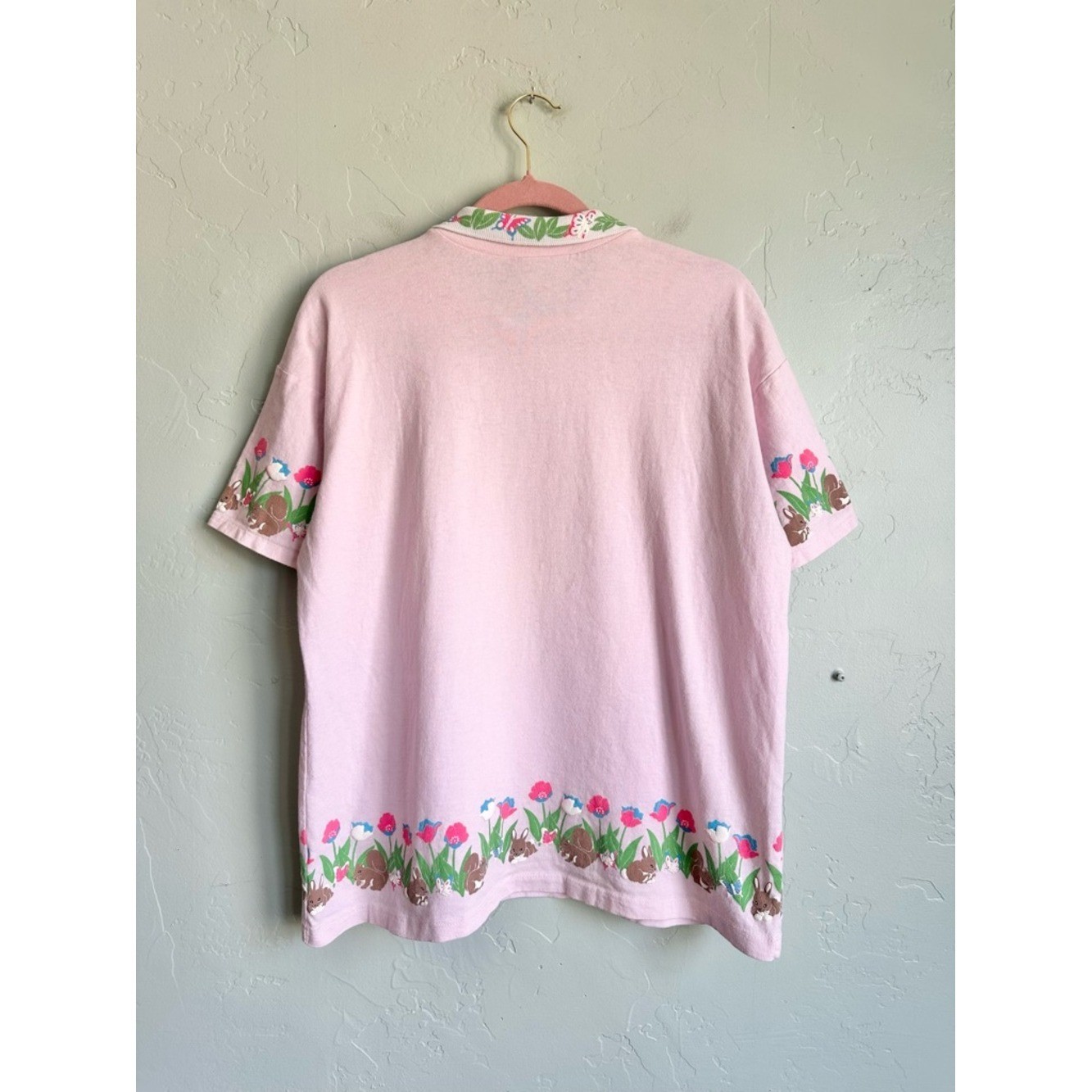 80&rsquo;s Vintage Spumoni Puff Print Collared T-Shirt Medium Easter Spring Animals