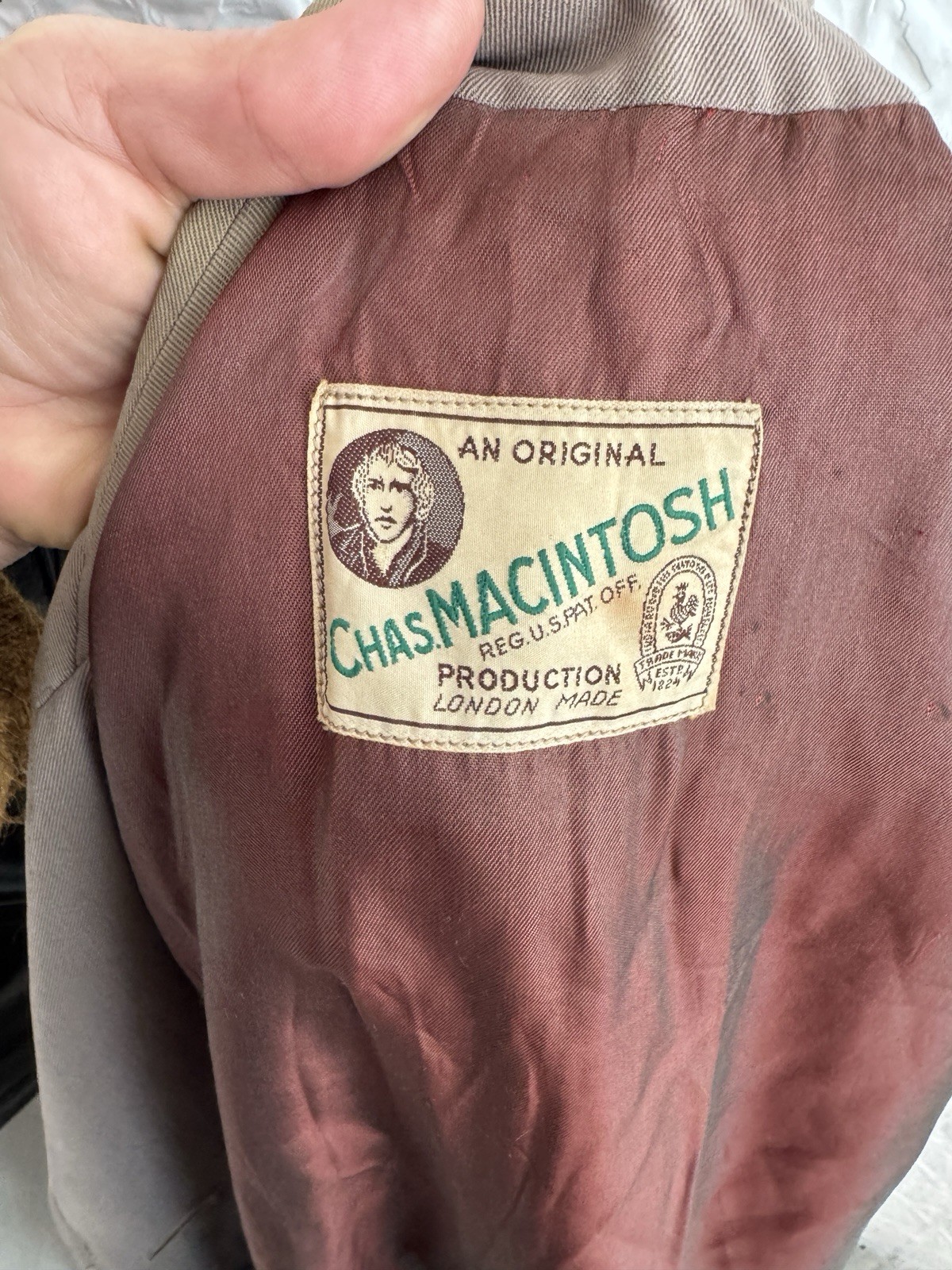 Original Vintage Mac-Chas Macintosh Overcoat-1940s-Rain-Beige-As is-Winter Coat