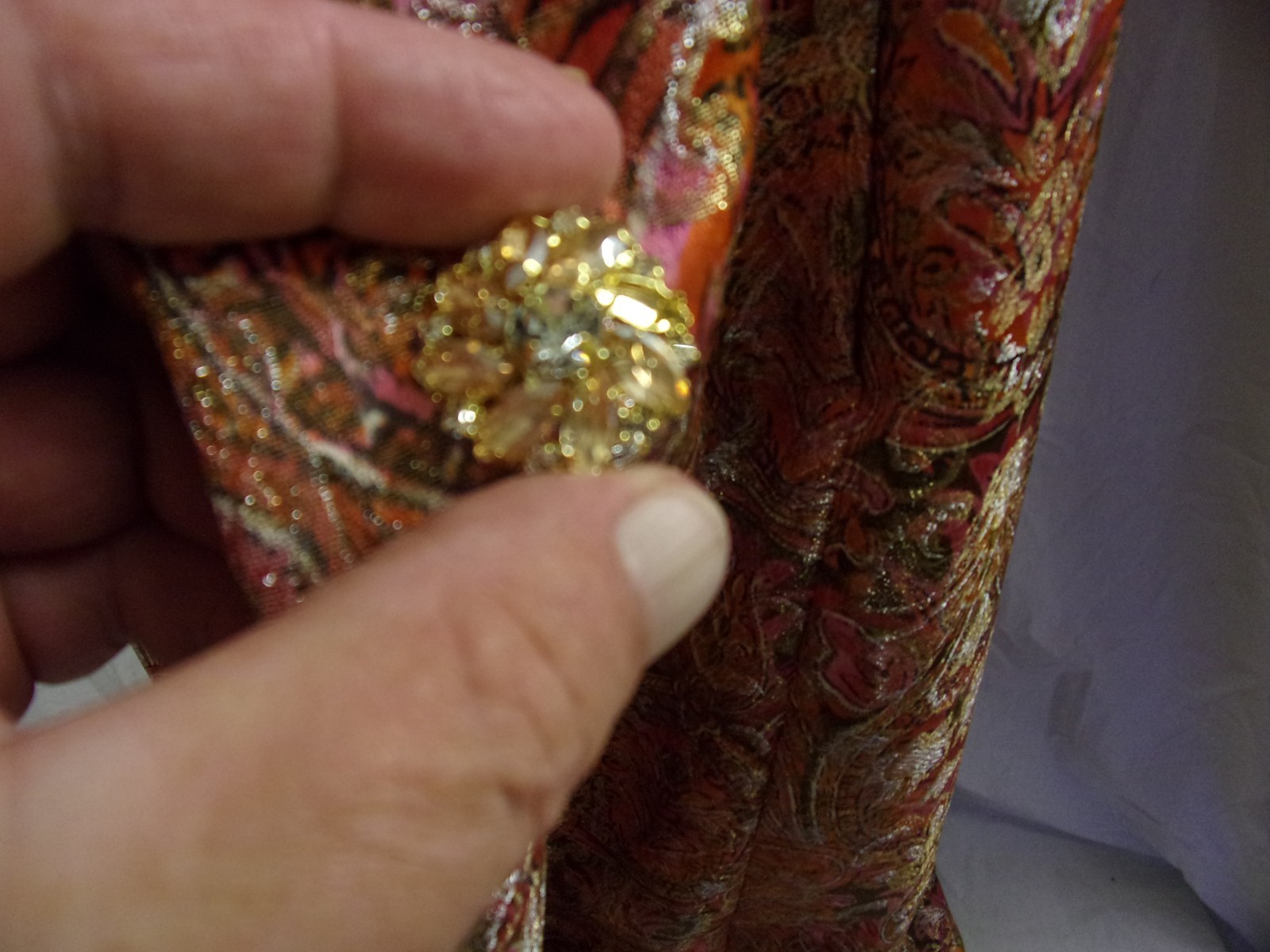 Vintage Ladies Pink & Gold Metallic Brocade Evening Coat 1960s 10 FABULOUS