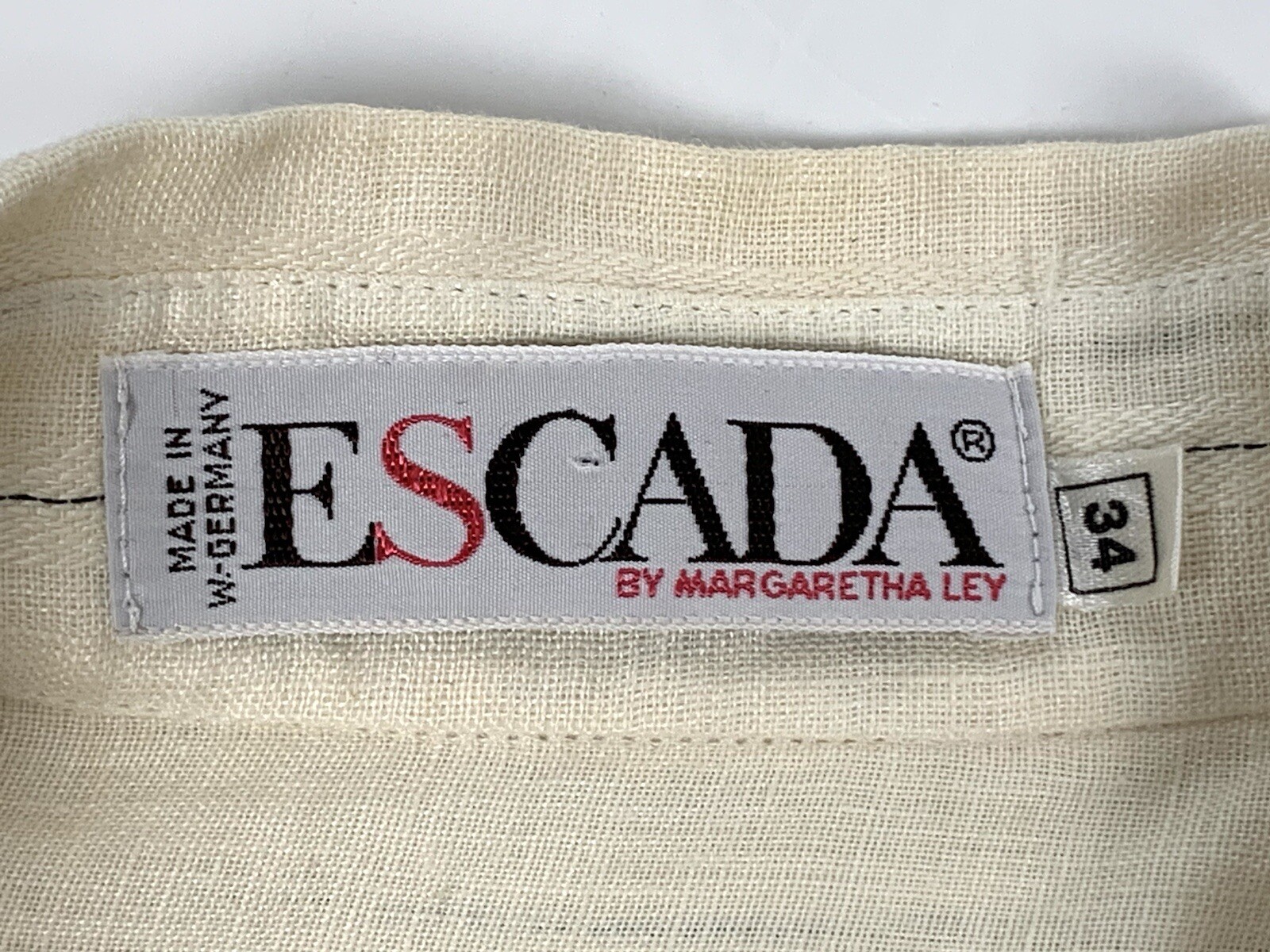 escada by margaretha ley Linen Blend Stripes Blouse Size 34 Beige
