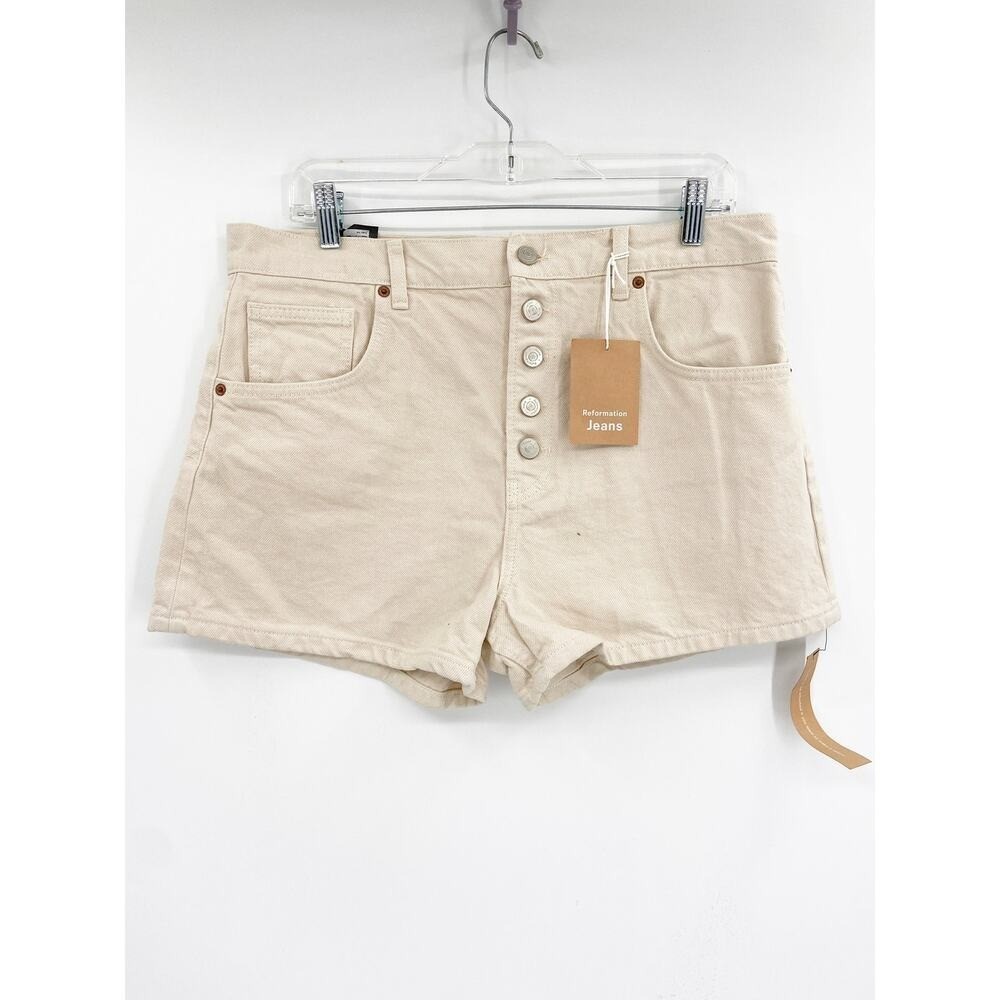 Reformation Charlie Exposed Button Fly Beige Jeans Shorts Size 31 NWT