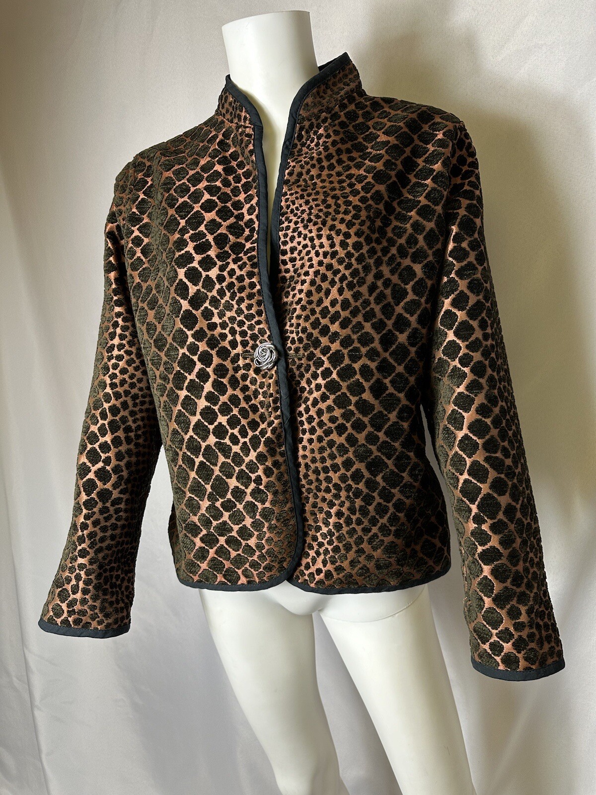 STUNNING VINTAGE REVERSIBLE BLAZER No Tag Pit To Pit 19 Blk & Copper