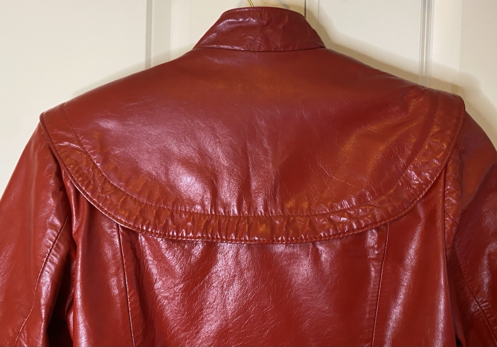 Vintage Wilson’s Bold Red Leather Cropped Biker Moto 80s Jacket Asymmetrical