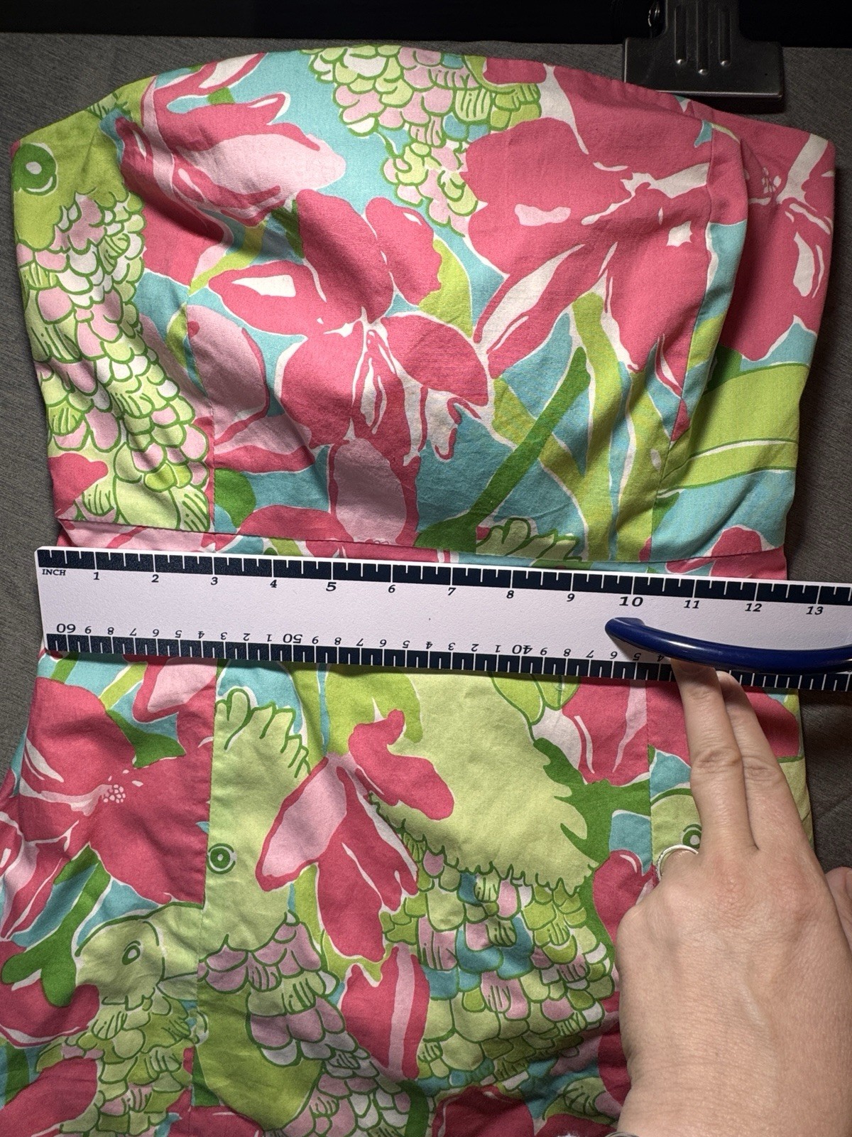 Vintage Lilly Pulitzer Amberly Strapless Dress Pink Green Floral Bow Size 2