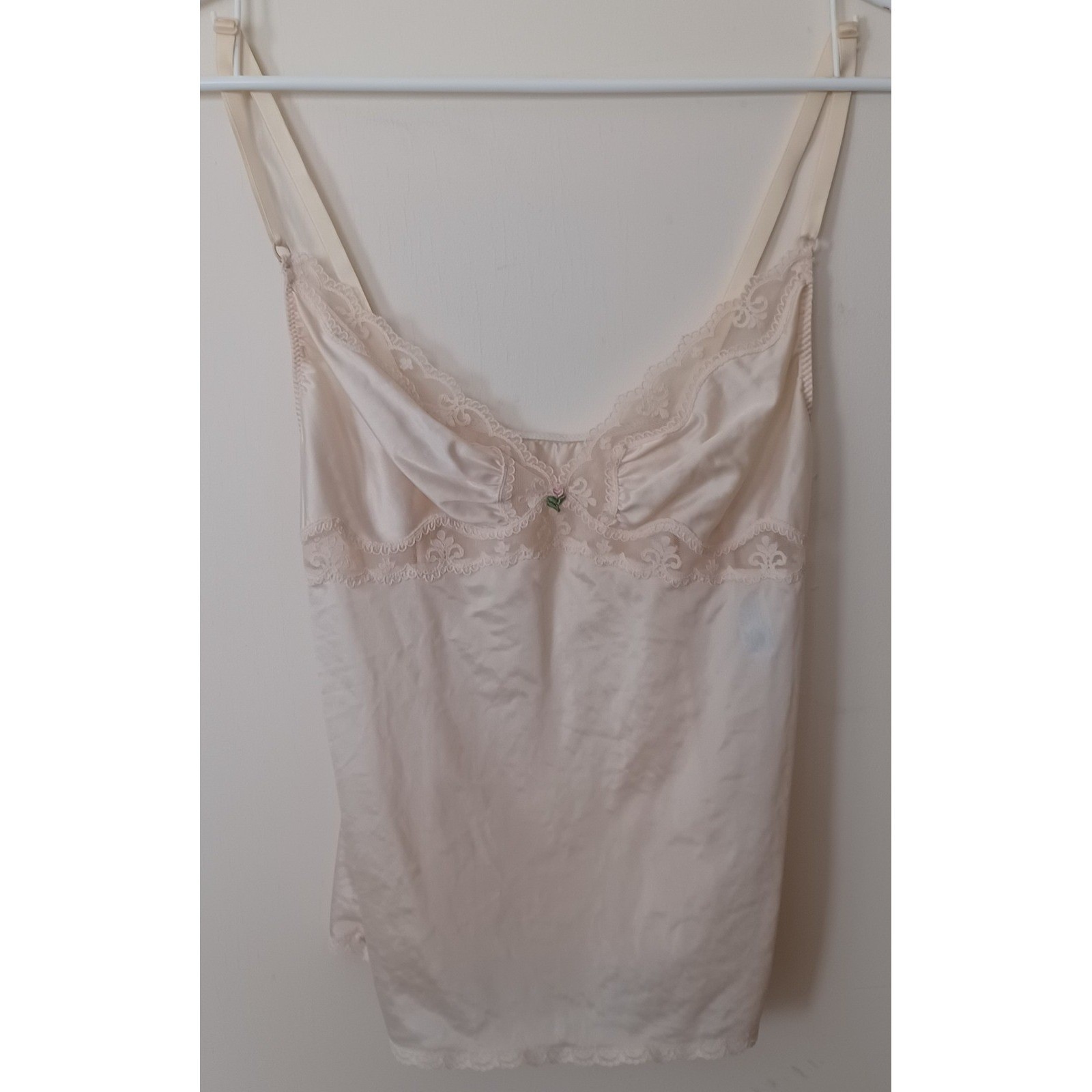 Vtg Maidenform Delectables Lace Slip Cami Tank Top Small USA Made Lingerie 70s