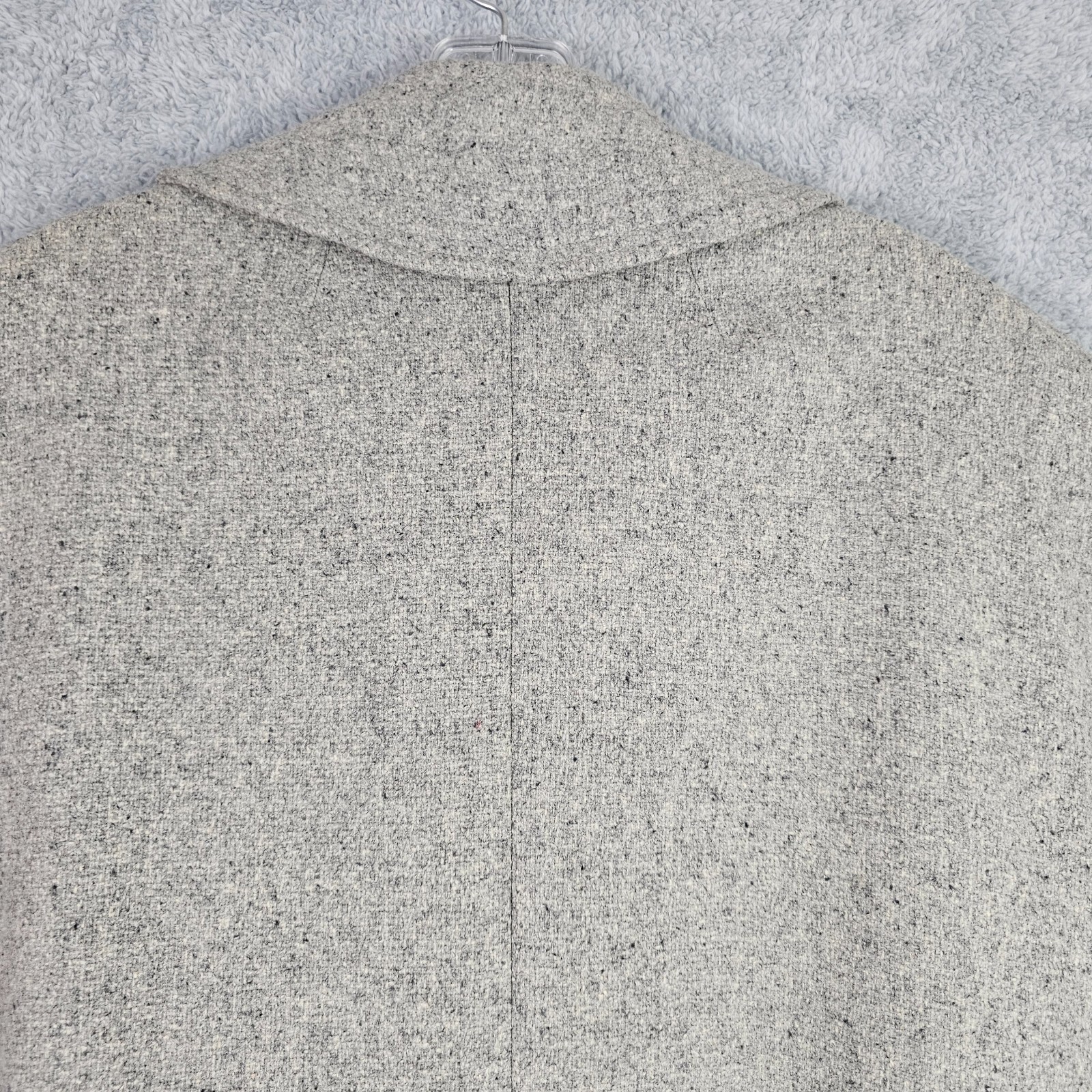 Vintage 50s Swing Coat Large Gray Wool Tweed Peter Pan Collar Button Up Pockets