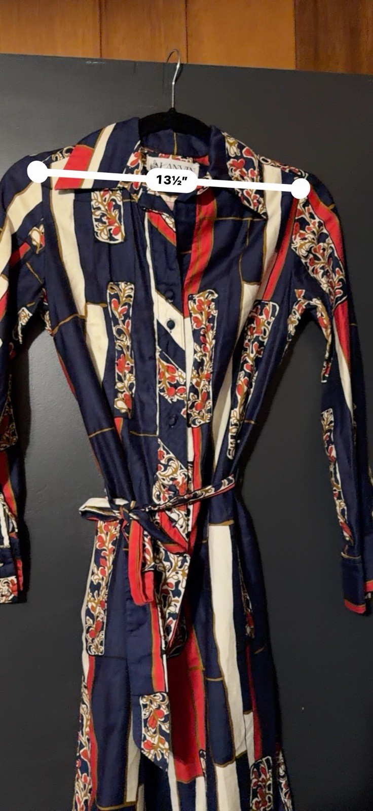 Vintage Lanvin Paris-New York Button-Down Shirt Bold Artistic Pattern